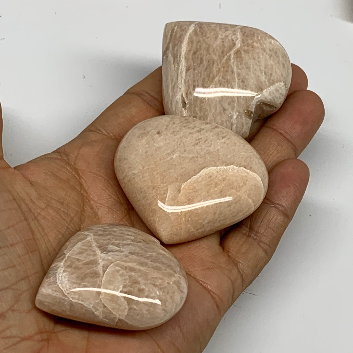 1000g (2.2 lbs) ,16 pcs, 1.7"- 2.2", Peach Moonstone Hearts from India, B2898