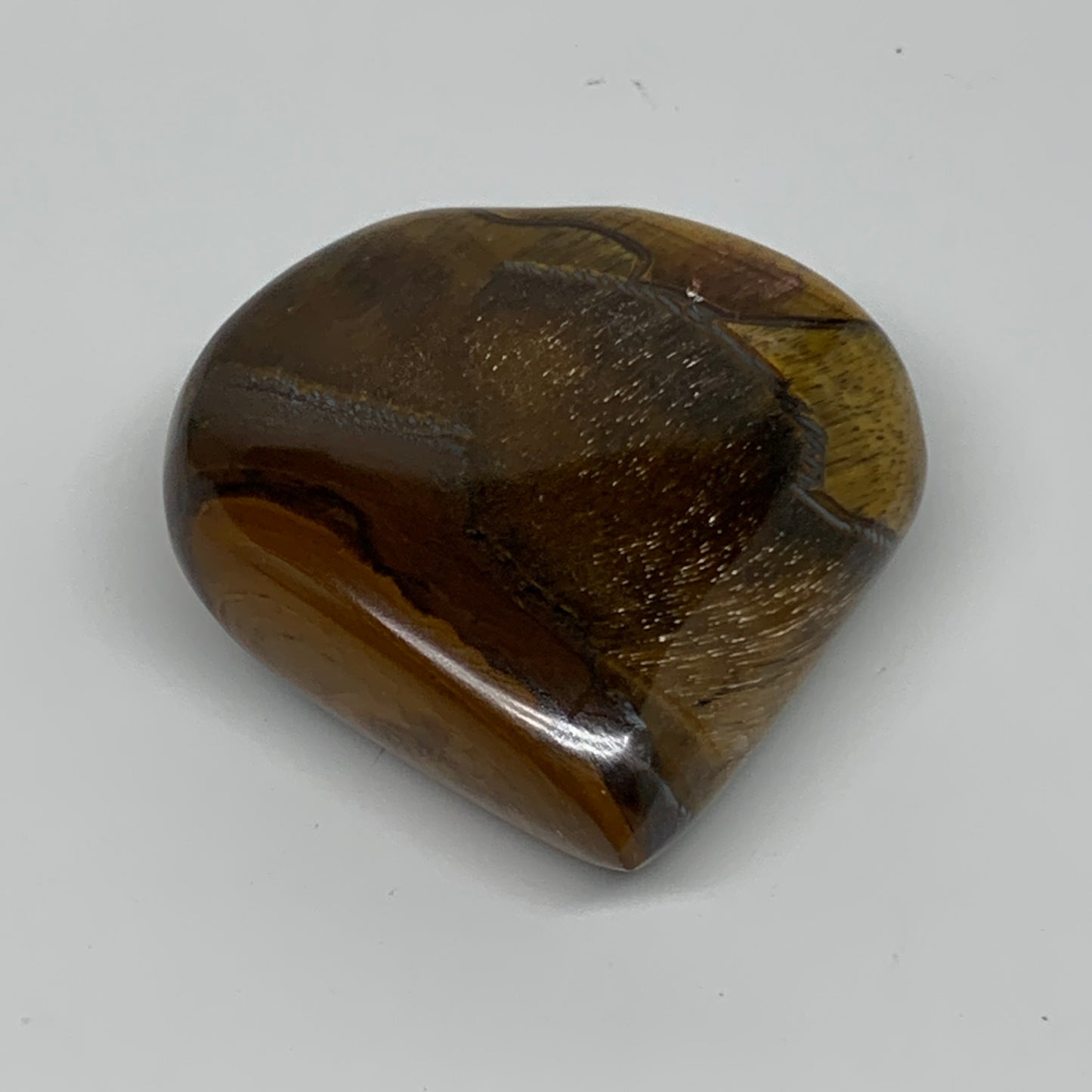 68.8g, 2"x2"x0.7", Tiger's Eye Heart Polished Healing Crystal @India, B33908