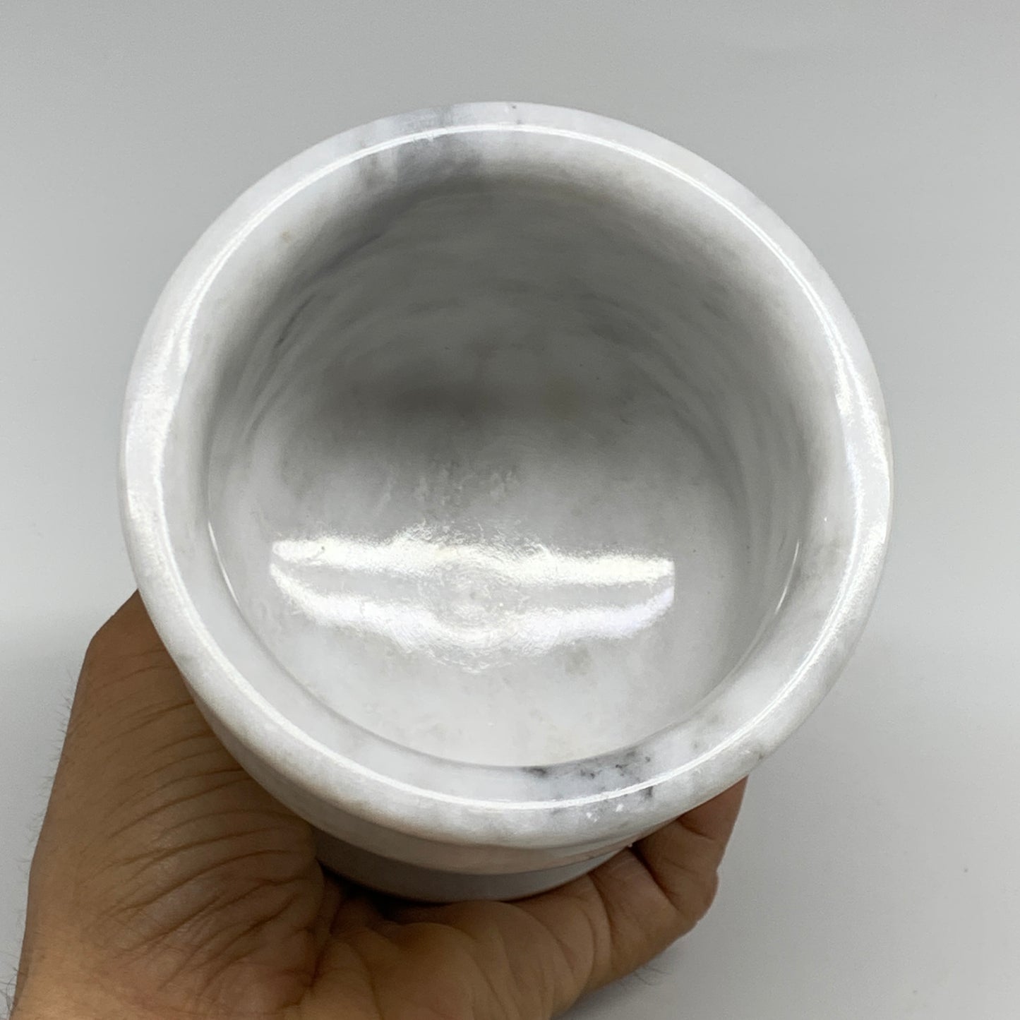 2 lbs, 3.9"x3.8", Natural Marble Crystal Pestle and Mortar Handmade, B32526