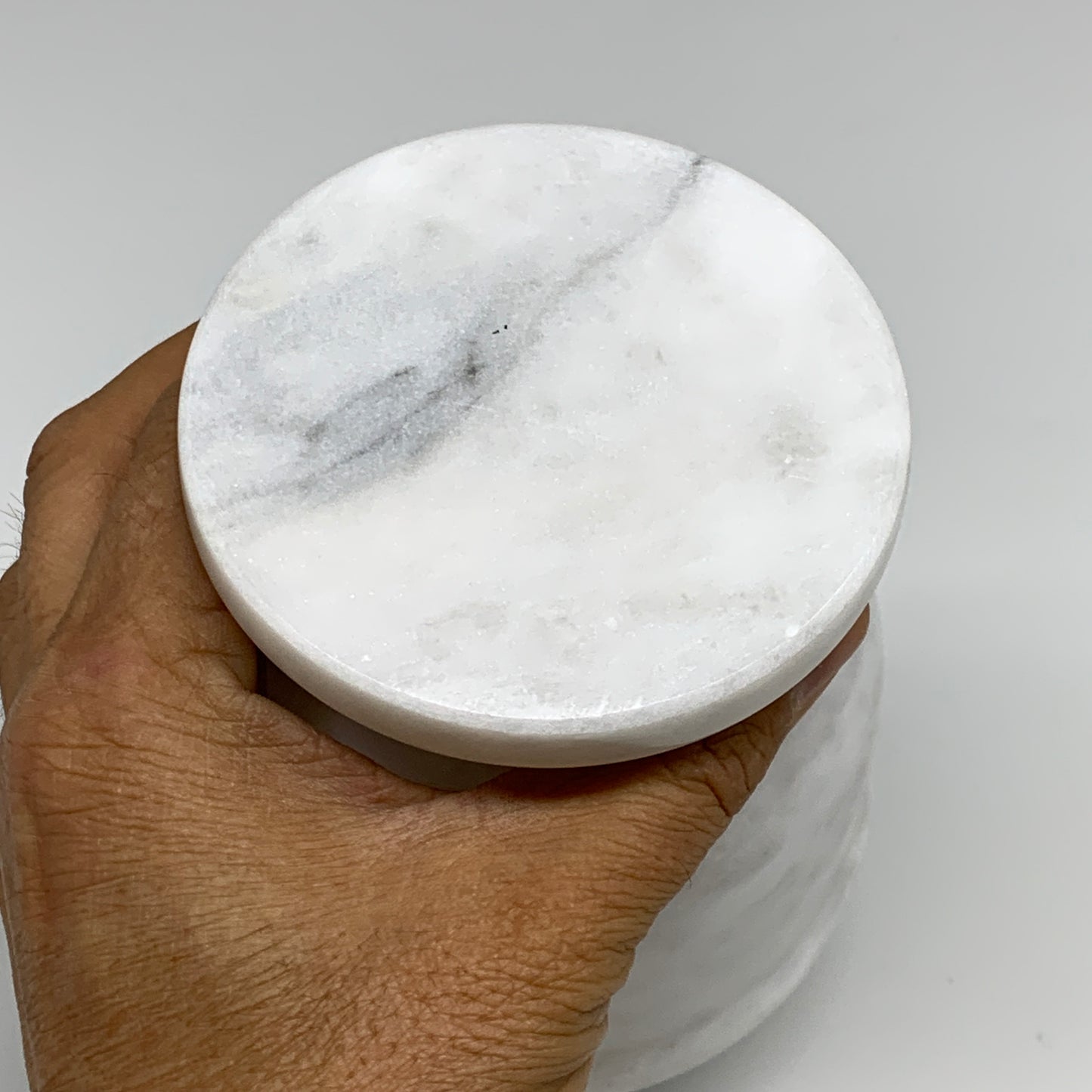 2 lbs, 3.9"x3.8", Natural Marble Crystal Pestle and Mortar Handmade, B32526