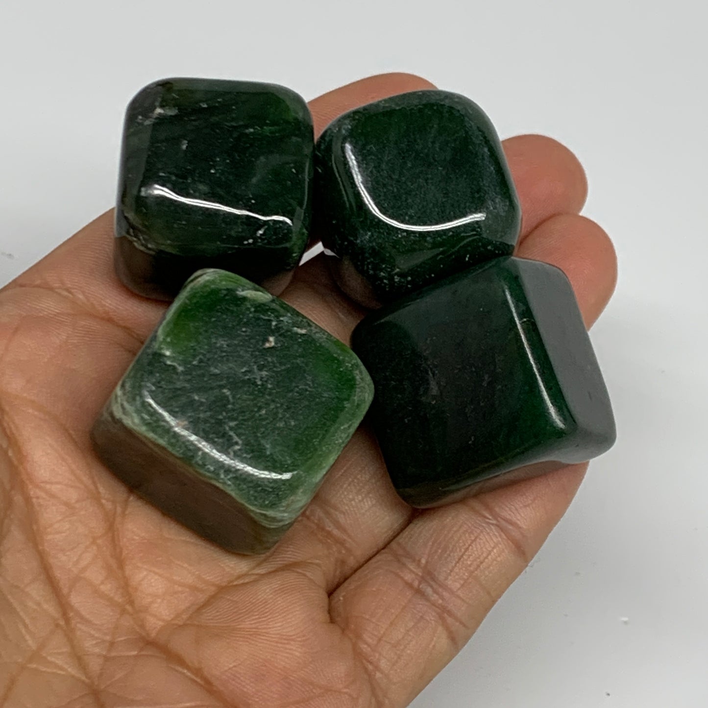 160.2g, 1"-1.1", 4pcs, Natural Nephrite Jade Tumbled Stone @Afghanistan,B31890