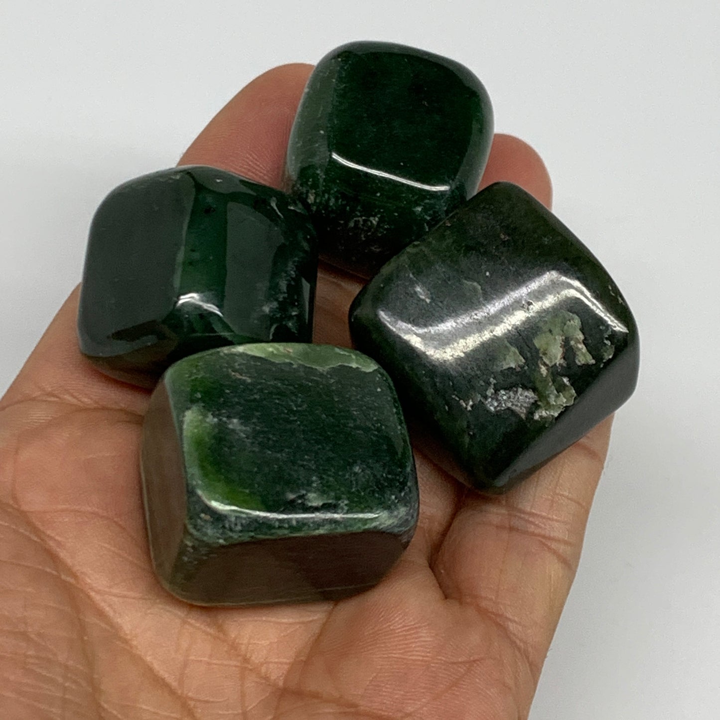 160.2g, 1"-1.1", 4pcs, Natural Nephrite Jade Tumbled Stone @Afghanistan,B31890