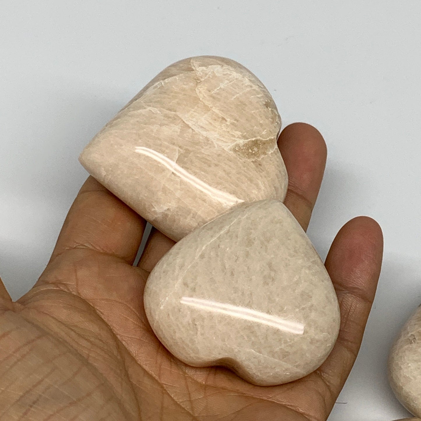 1000g (2.2 lbs) ,16 pcs, 1.7"- 2.2", Peach Moonstone Hearts from India, B2898