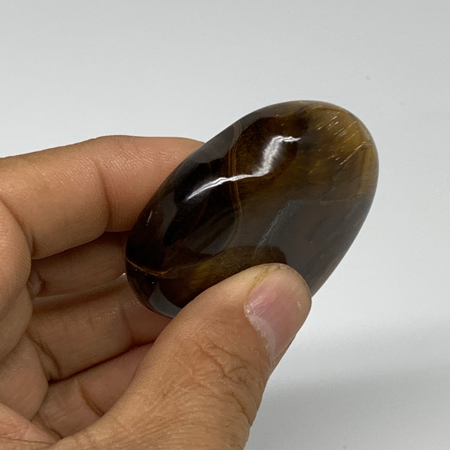 68.8g, 2"x2"x0.7", Tiger's Eye Heart Polished Healing Crystal @India, B33908