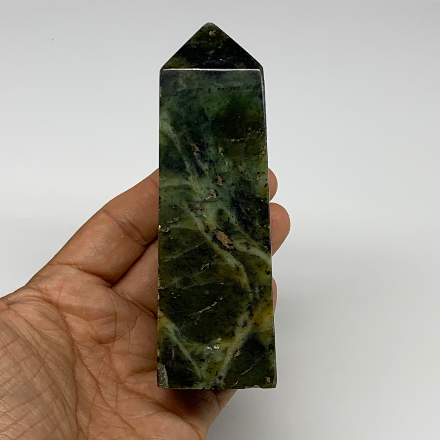 341.6g, 4.5"x1.6"x1.5", Serpentine Point Tower Obelisk Crystal @Pakistan, B29620