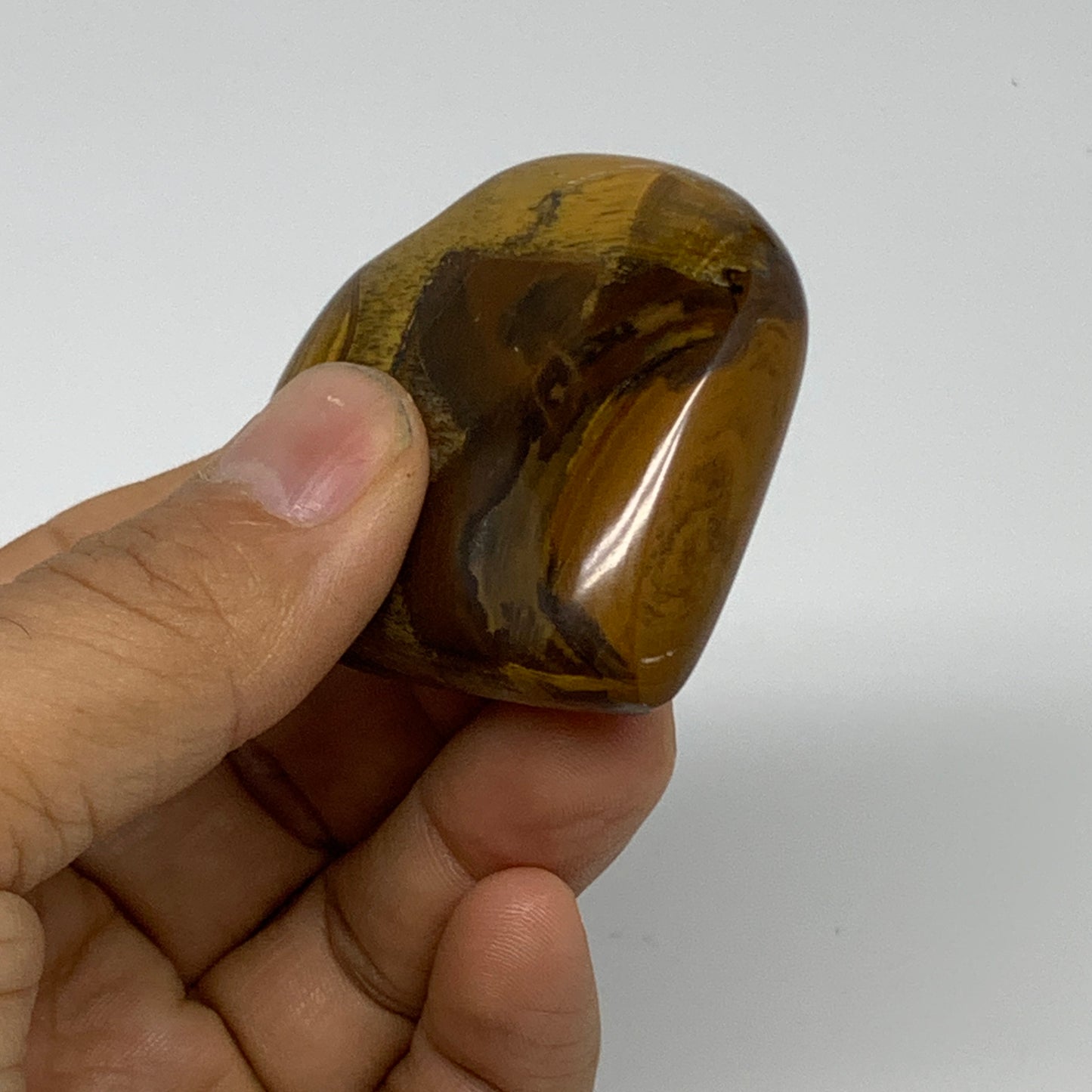 68.8g, 2"x2"x0.7", Tiger's Eye Heart Polished Healing Crystal @India, B33908
