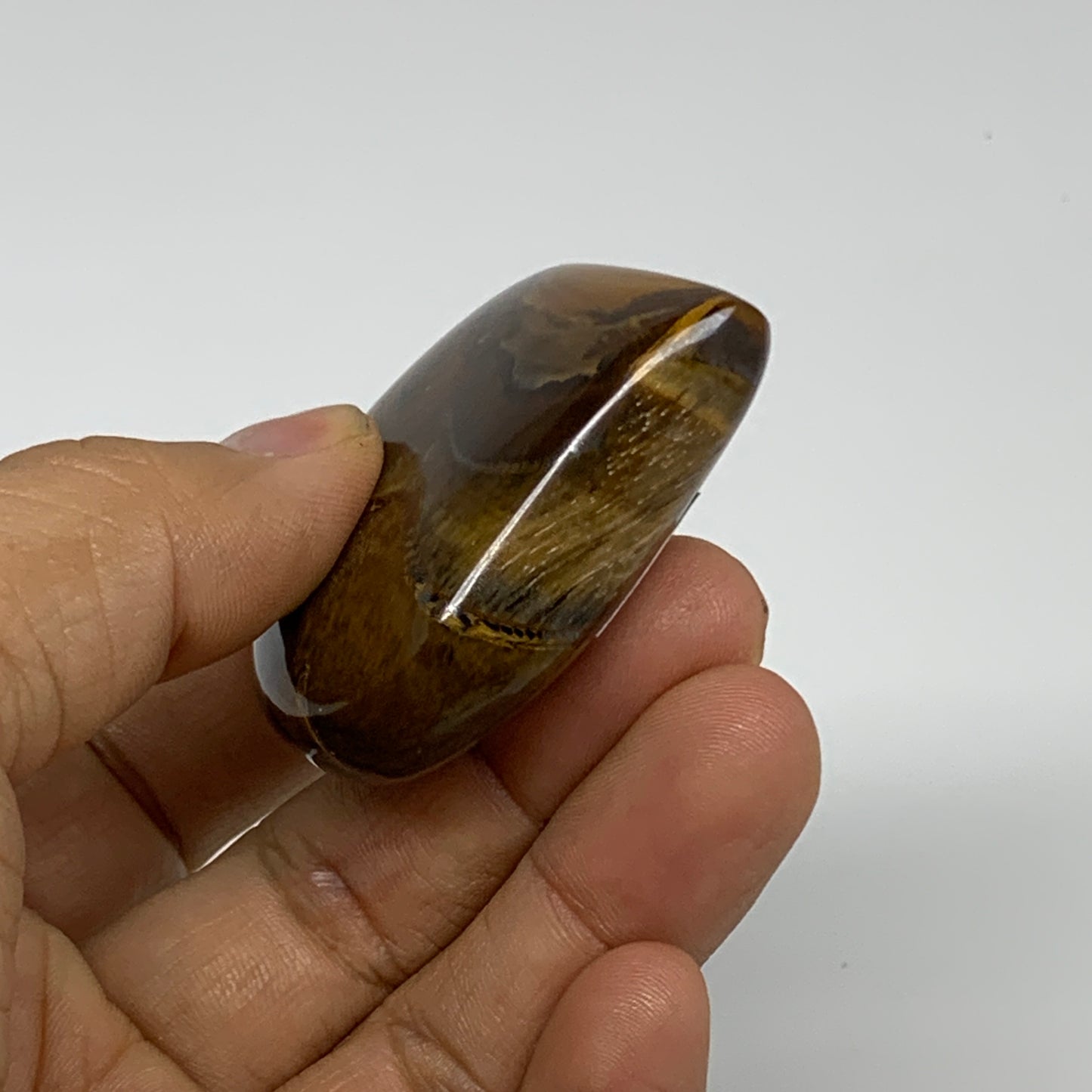 68.8g, 2"x2"x0.7", Tiger's Eye Heart Polished Healing Crystal @India, B33908