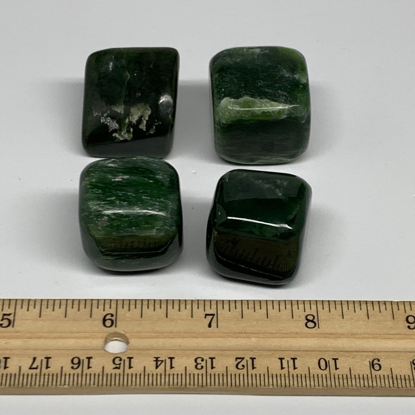 160.2g, 1"-1.1", 4pcs, Natural Nephrite Jade Tumbled Stone @Afghanistan,B31890