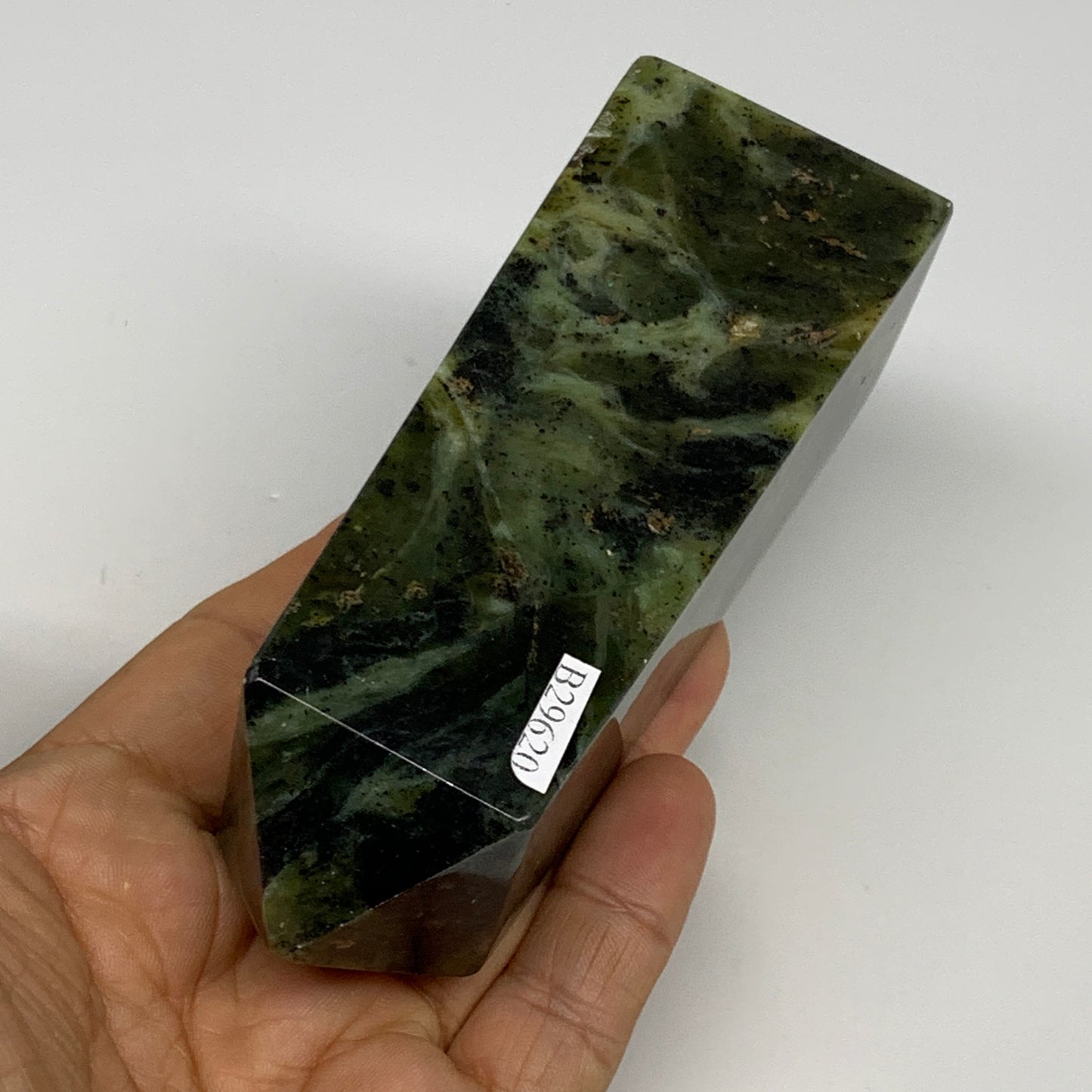 341.6g, 4.5"x1.6"x1.5", Serpentine Point Tower Obelisk Crystal @Pakistan, B29620