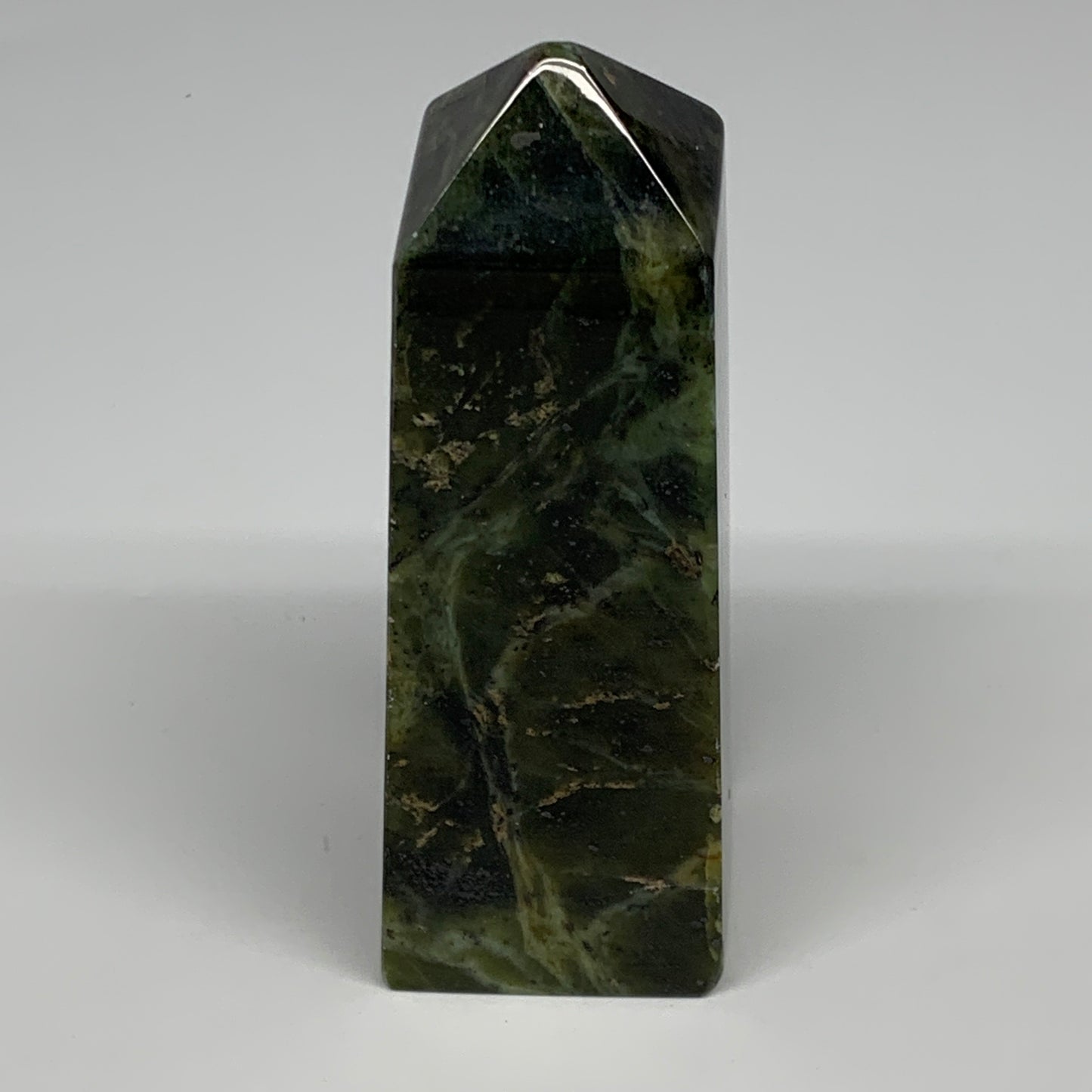 341.6g, 4.5"x1.6"x1.5", Serpentine Point Tower Obelisk Crystal @Pakistan, B29620