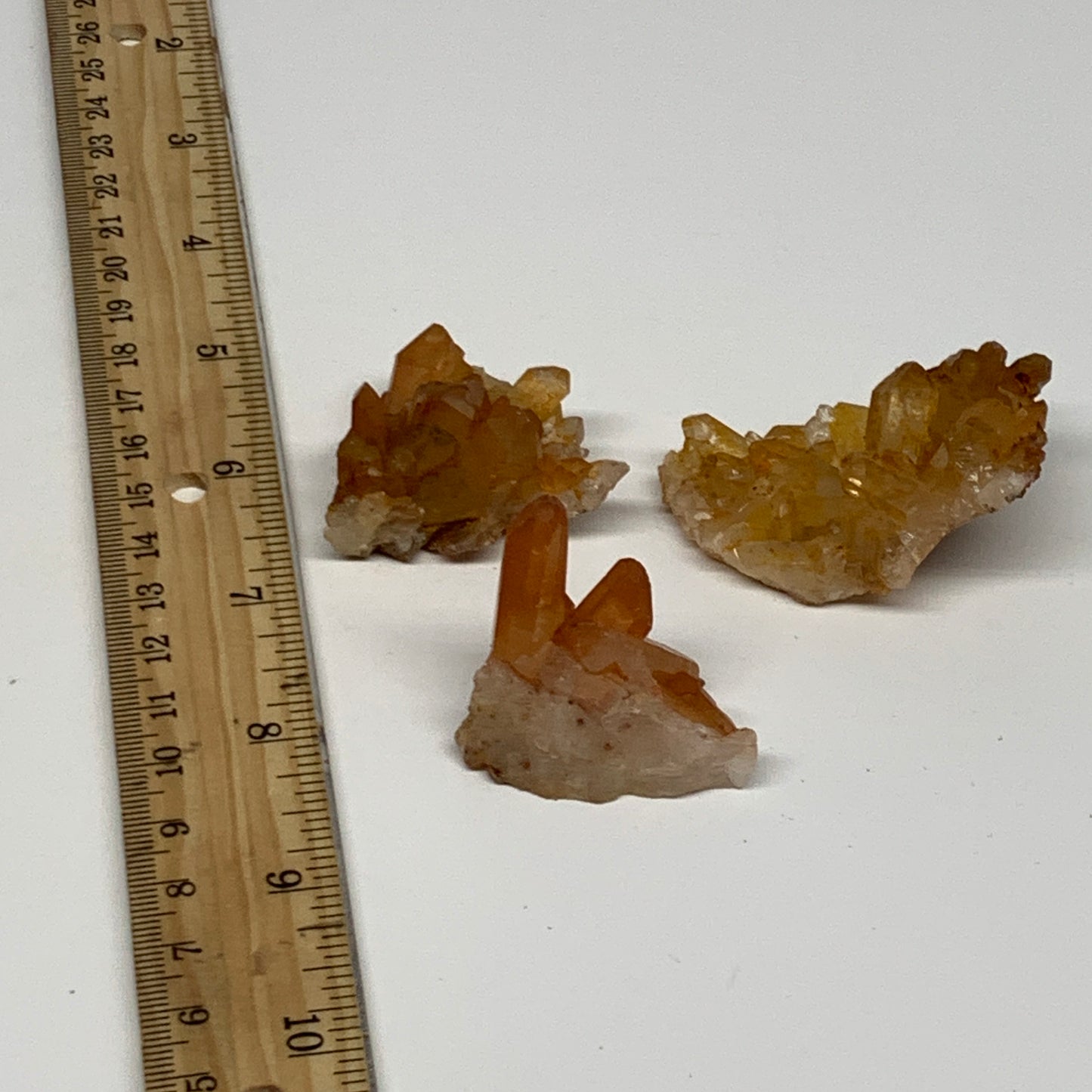 76.1g, 1.5"-2.2", 3pcs, Orange Quartz Cluster Crystal Terminated @Brazil, B28886