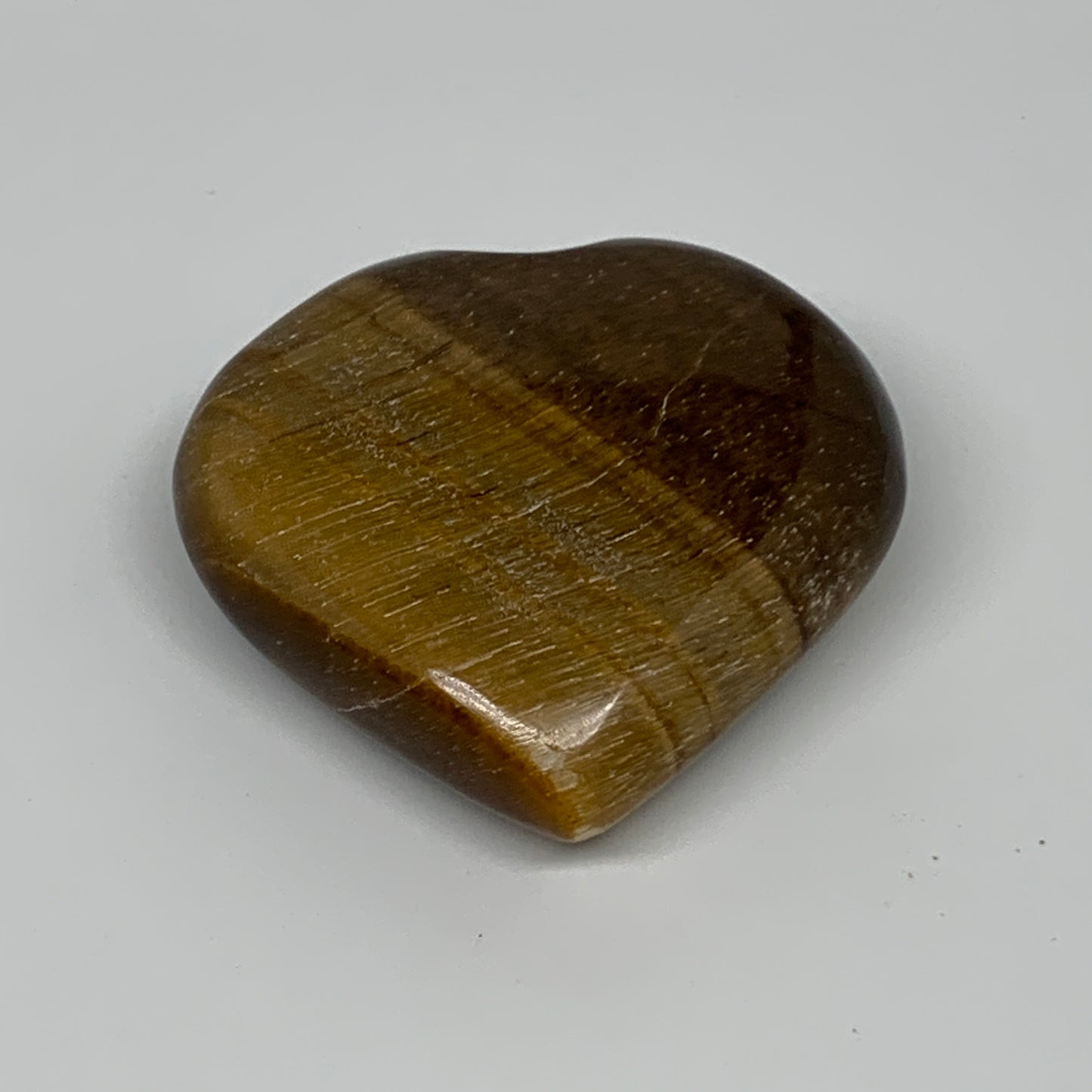 65.1g, 1.9"x2"x0.7", Tiger's Eye Heart Polished Healing Crystal @India, B33909