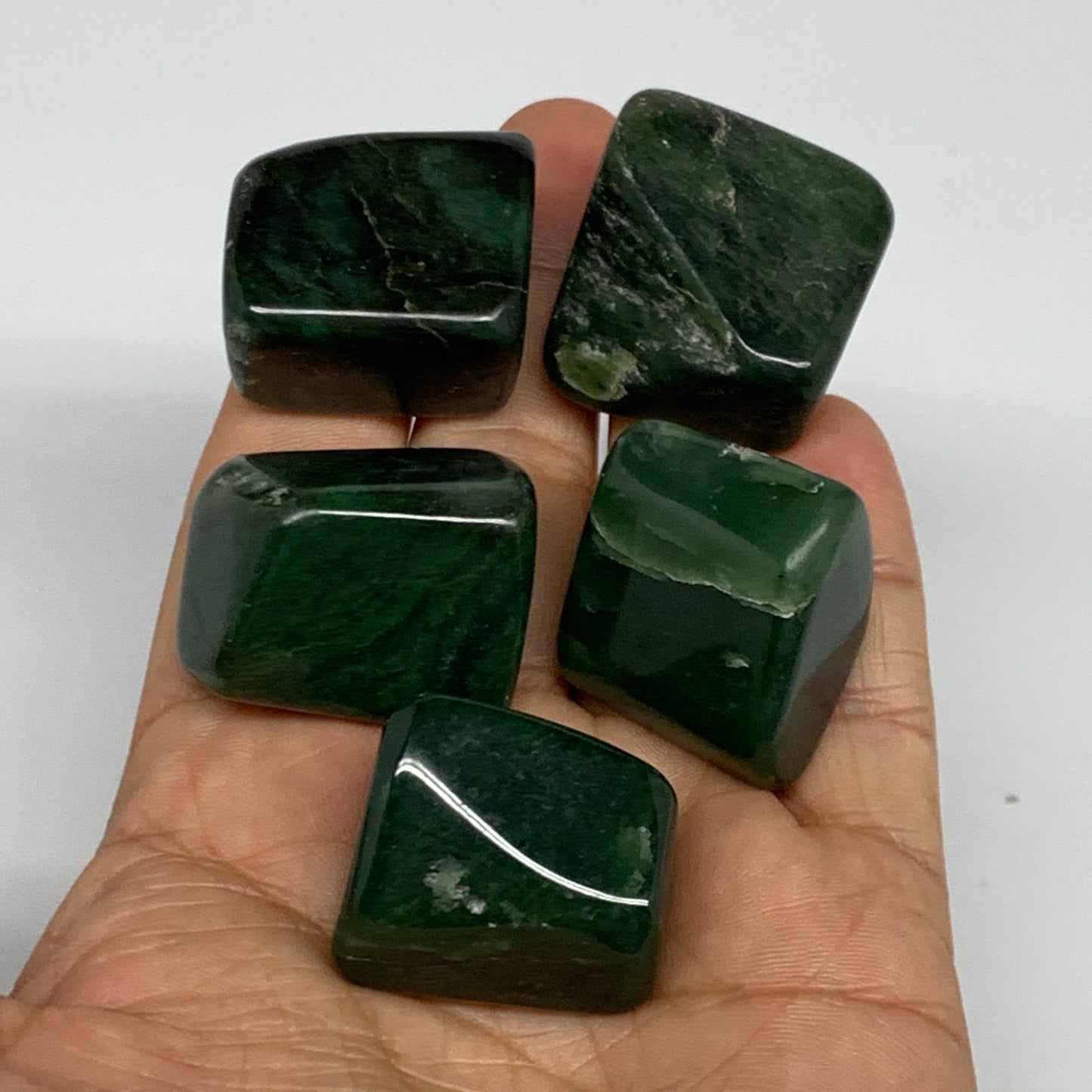 154.7g, 1"-1.1", 5pcs, Natural Nephrite Jade Tumbled Stone @Afghanistan,B31891