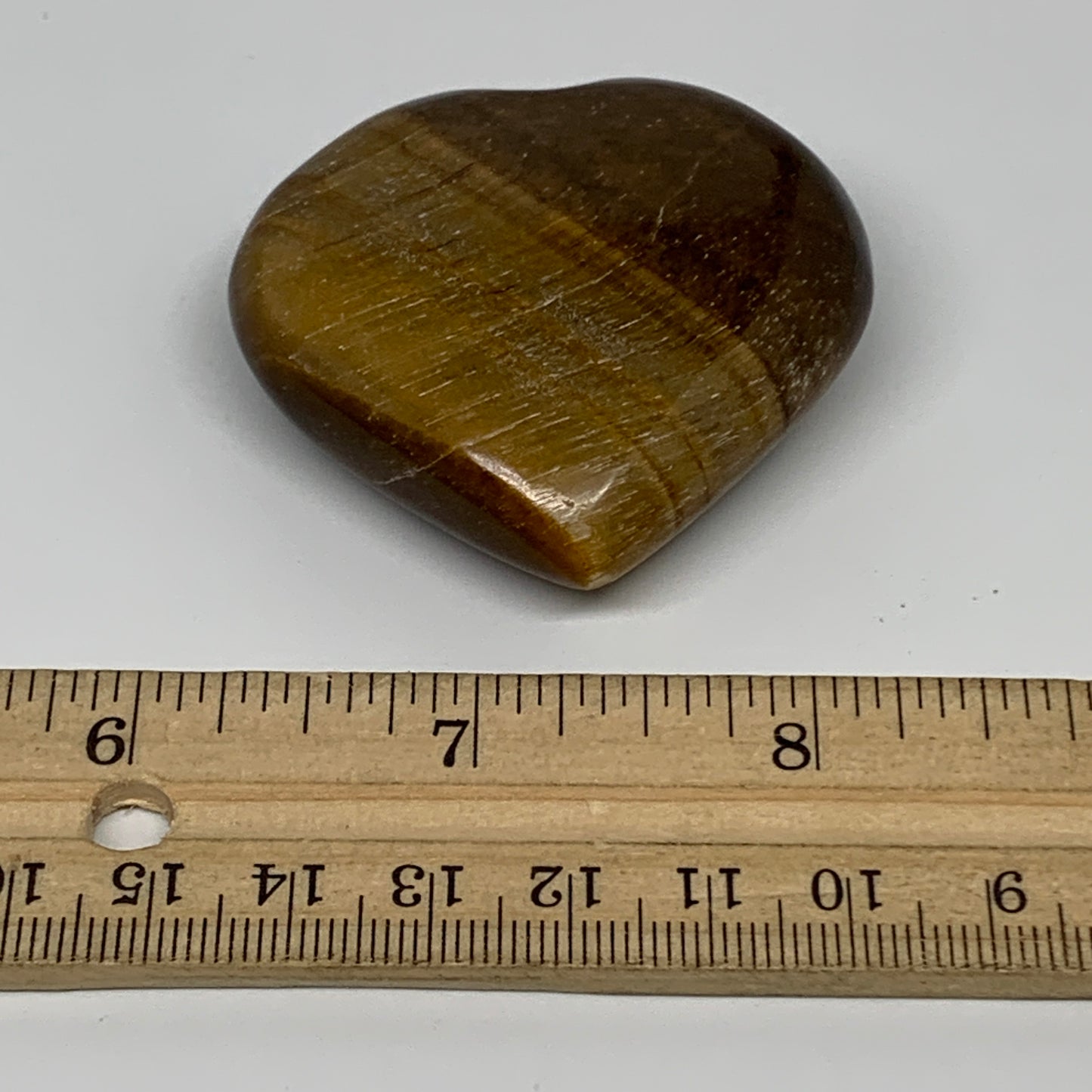 65.1g, 1.9"x2"x0.7", Tiger's Eye Heart Polished Healing Crystal @India, B33909