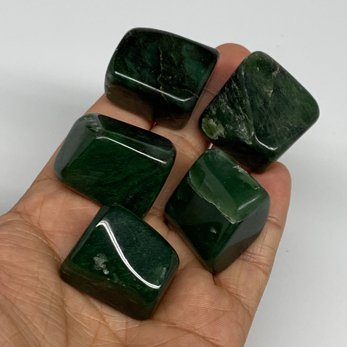154.7g, 1"-1.1", 5pcs, Natural Nephrite Jade Tumbled Stone @Afghanistan,B31891