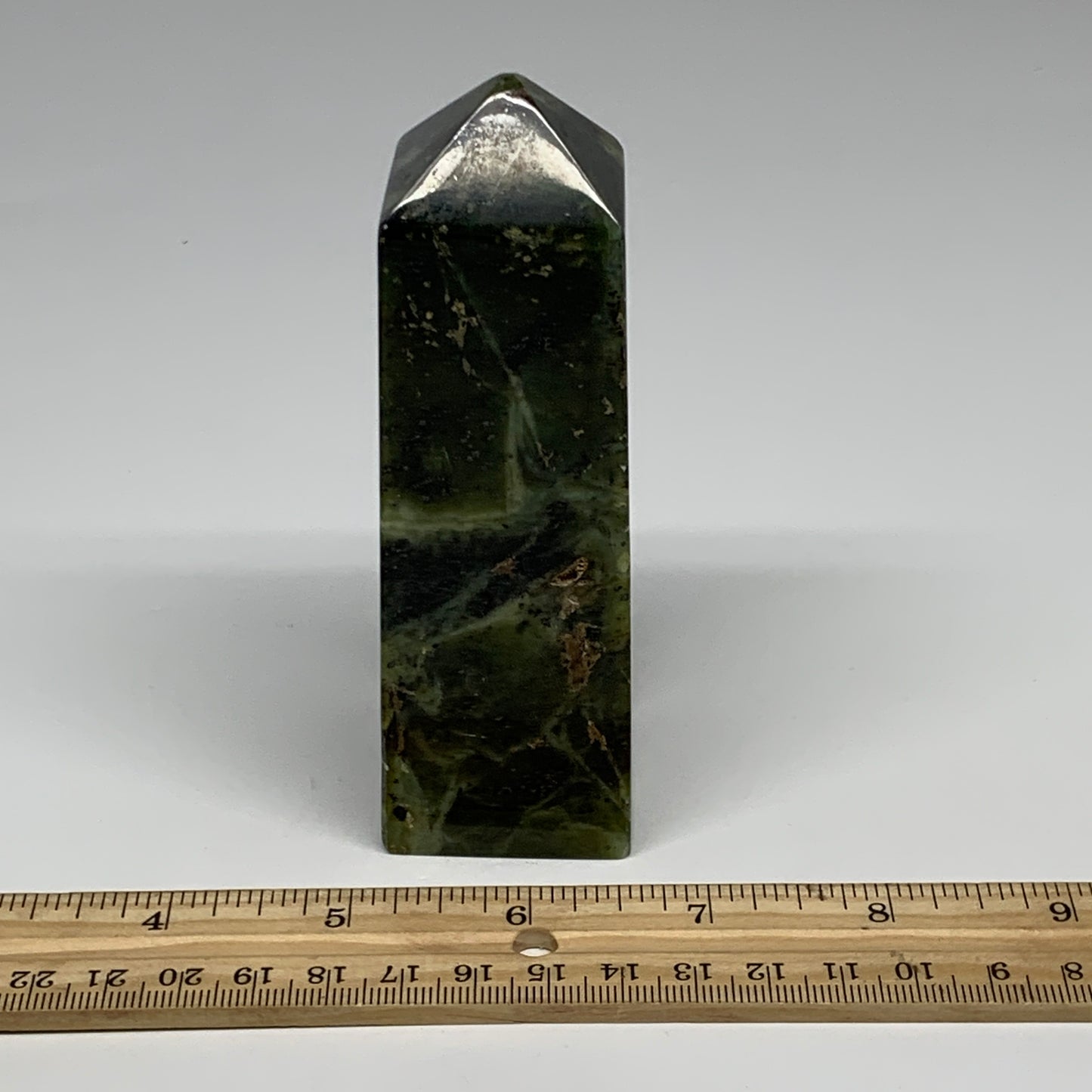 341.6g, 4.5"x1.6"x1.5", Serpentine Point Tower Obelisk Crystal @Pakistan, B29620