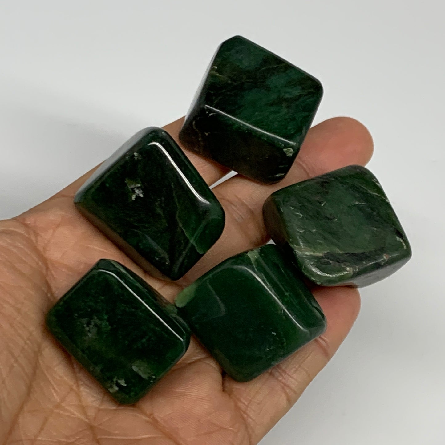 154.7g, 1"-1.1", 5pcs, Natural Nephrite Jade Tumbled Stone @Afghanistan,B31891