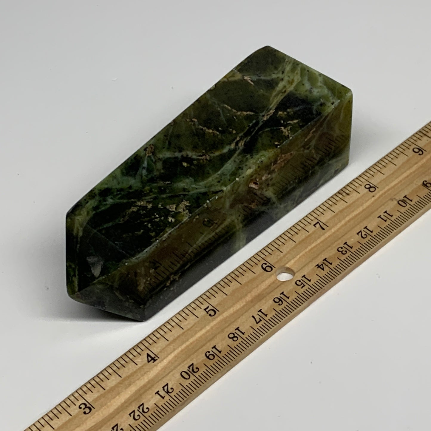 341.6g, 4.5"x1.6"x1.5", Serpentine Point Tower Obelisk Crystal @Pakistan, B29620