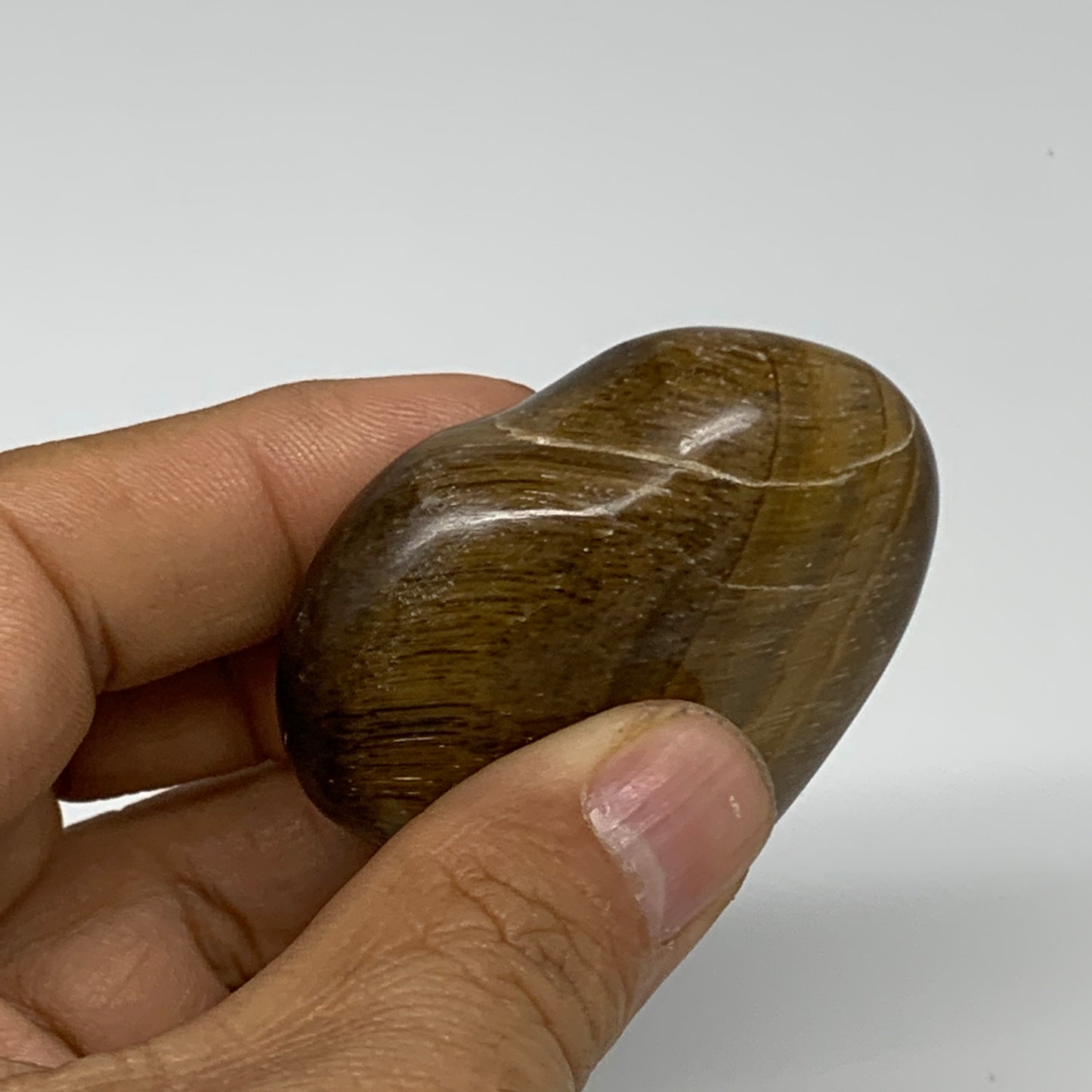 65.1g, 1.9"x2"x0.7", Tiger's Eye Heart Polished Healing Crystal @India, B33909