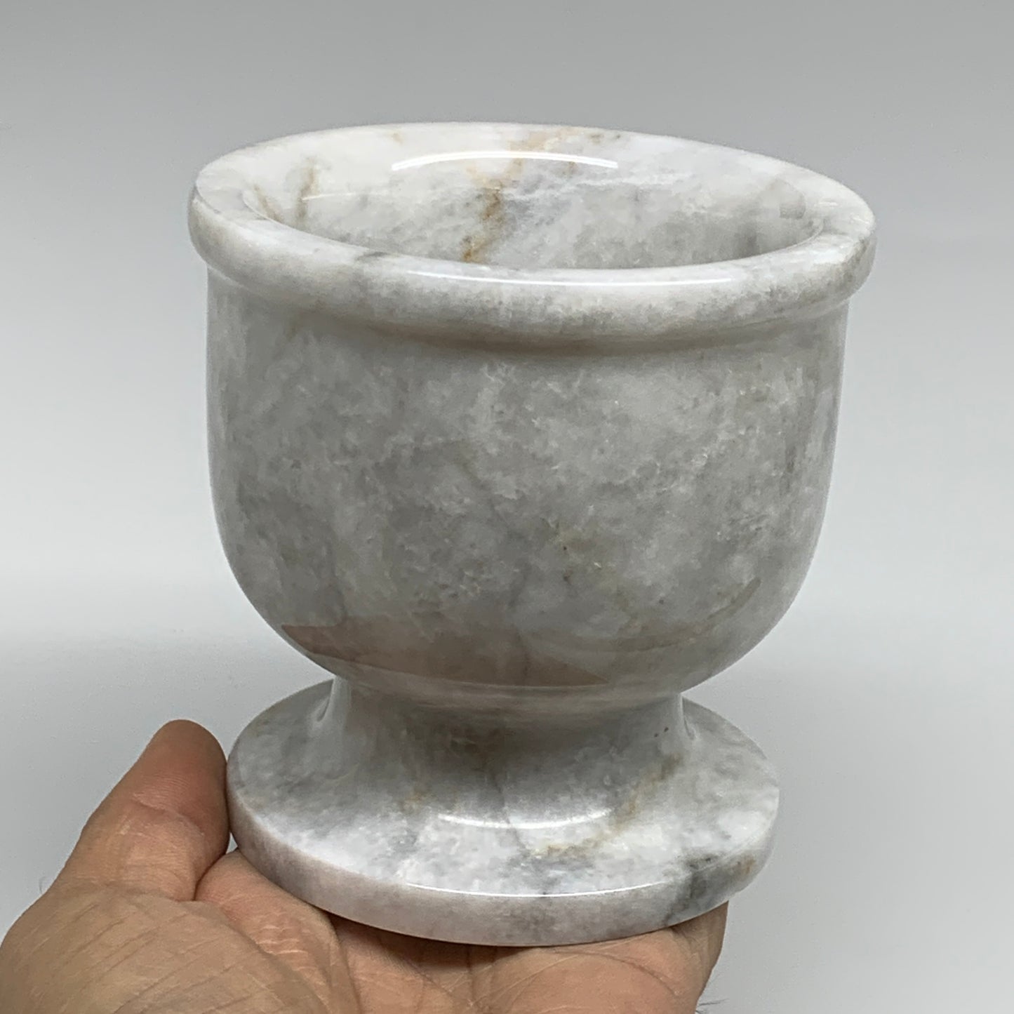 2.22 lbs, 3.9"x3.8", Natural Marble Crystal Pestle and Mortar Handmade, B32527