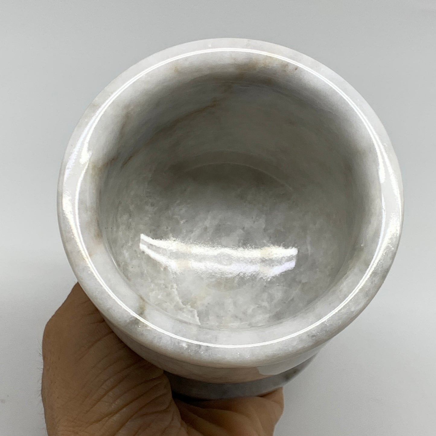 2.22 lbs, 3.9"x3.8", Natural Marble Crystal Pestle and Mortar Handmade, B32527