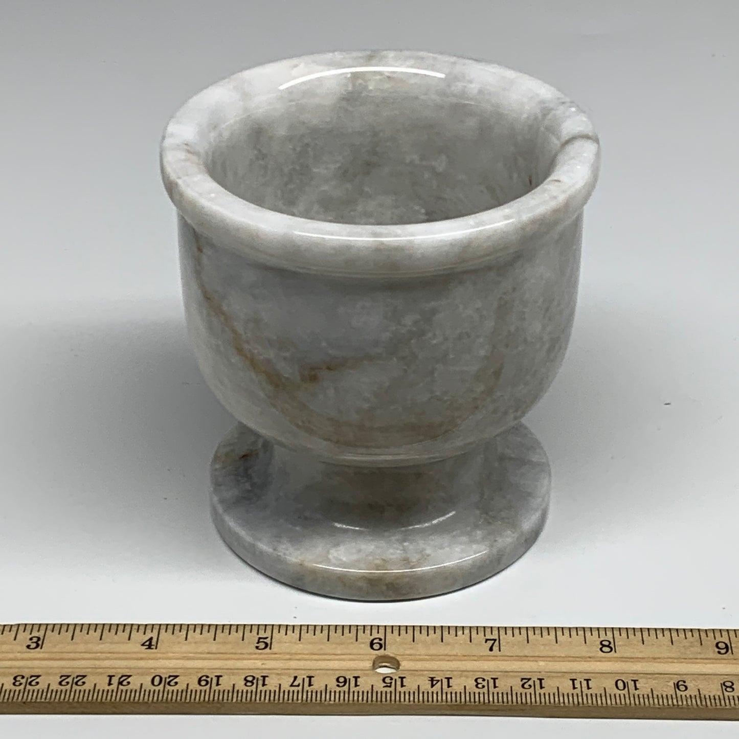 2.22 lbs, 3.9"x3.8", Natural Marble Crystal Pestle and Mortar Handmade, B32527