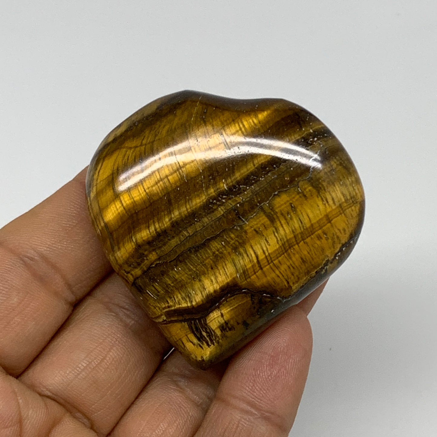 70g, 2"x2"x0.7", Tiger's Eye Heart Polished Healing Crystal @India, B33910