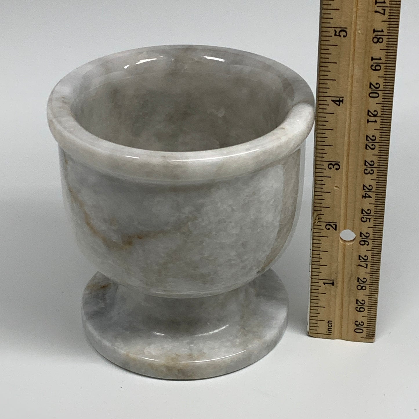 2.22 lbs, 3.9"x3.8", Natural Marble Crystal Pestle and Mortar Handmade, B32527