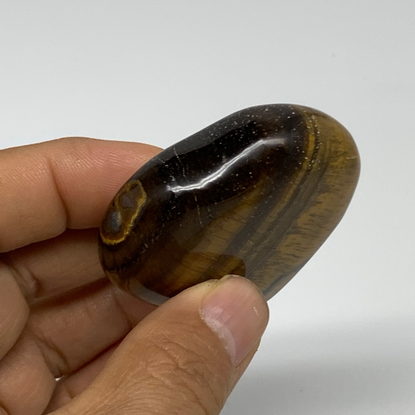70g, 2"x2"x0.7", Tiger's Eye Heart Polished Healing Crystal @India, B33910