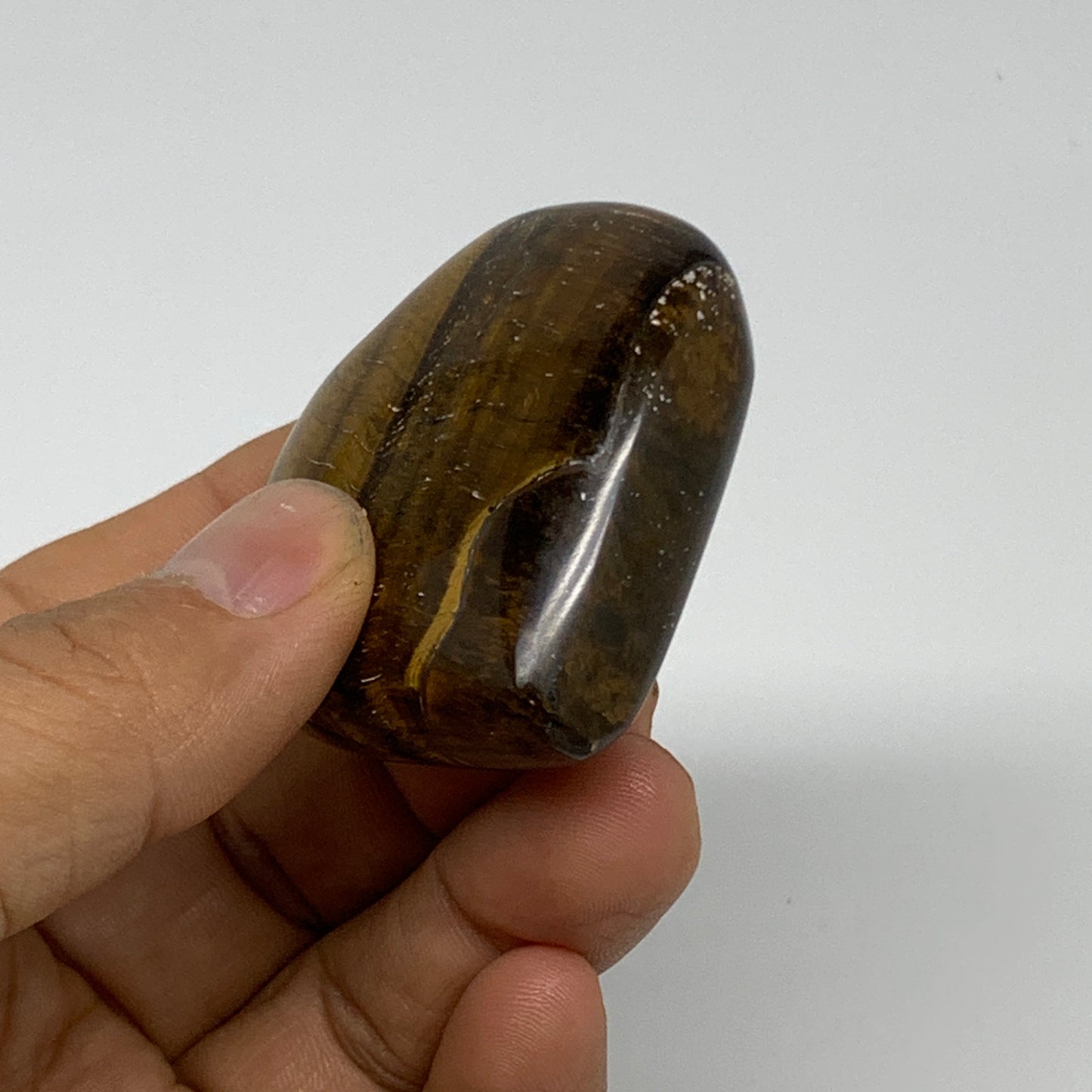 70g, 2"x2"x0.7", Tiger's Eye Heart Polished Healing Crystal @India, B33910