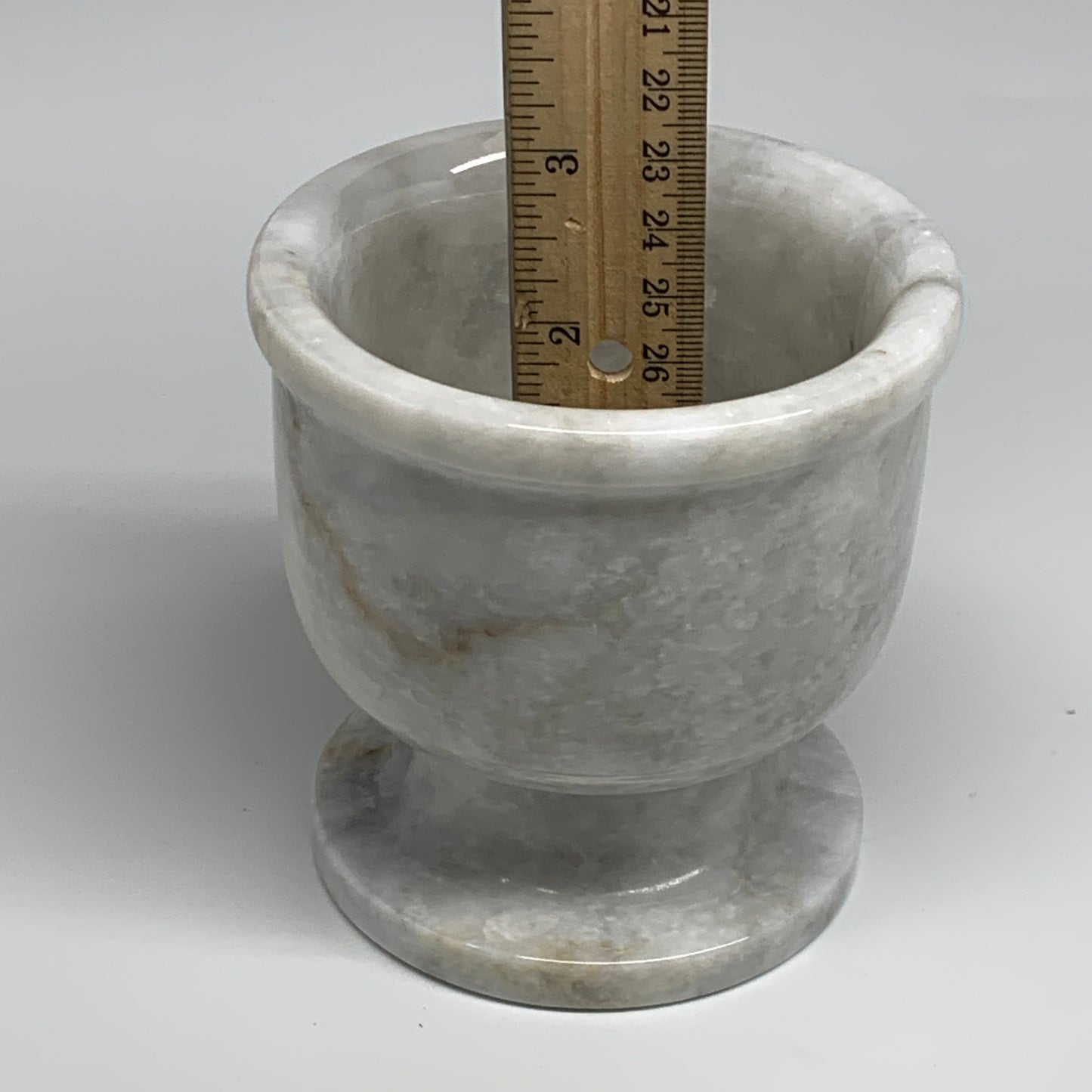 2.22 lbs, 3.9"x3.8", Natural Marble Crystal Pestle and Mortar Handmade, B32527