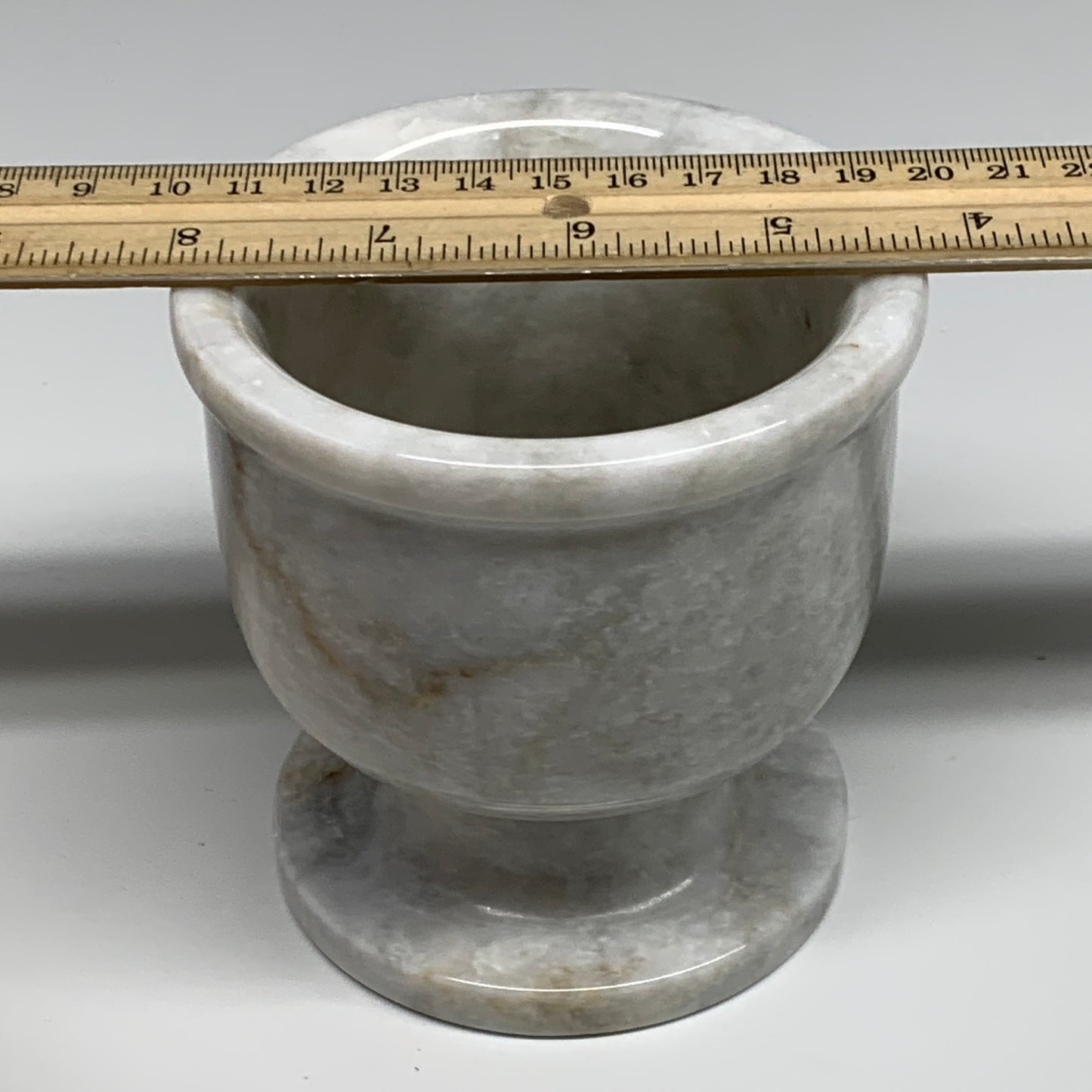 2.22 lbs, 3.9"x3.8", Natural Marble Crystal Pestle and Mortar Handmade, B32527
