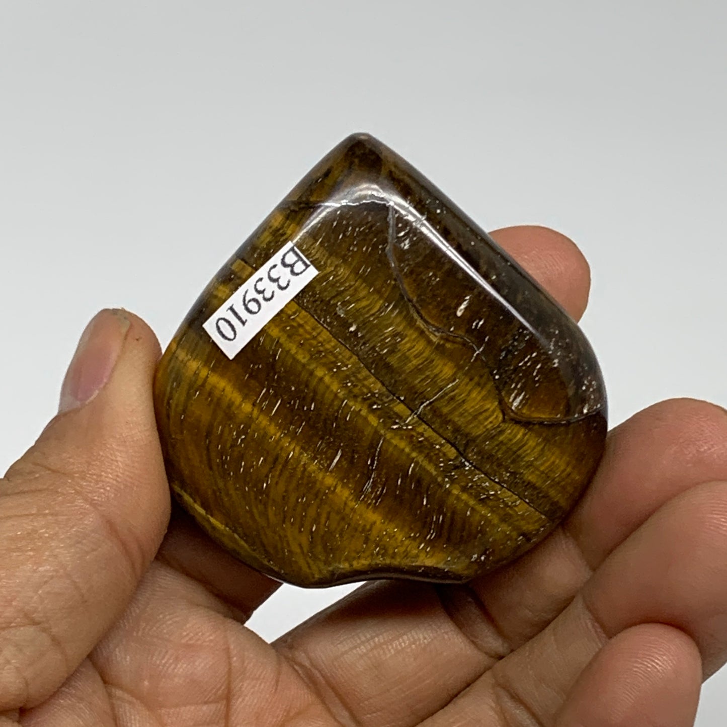 70g, 2"x2"x0.7", Tiger's Eye Heart Polished Healing Crystal @India, B33910