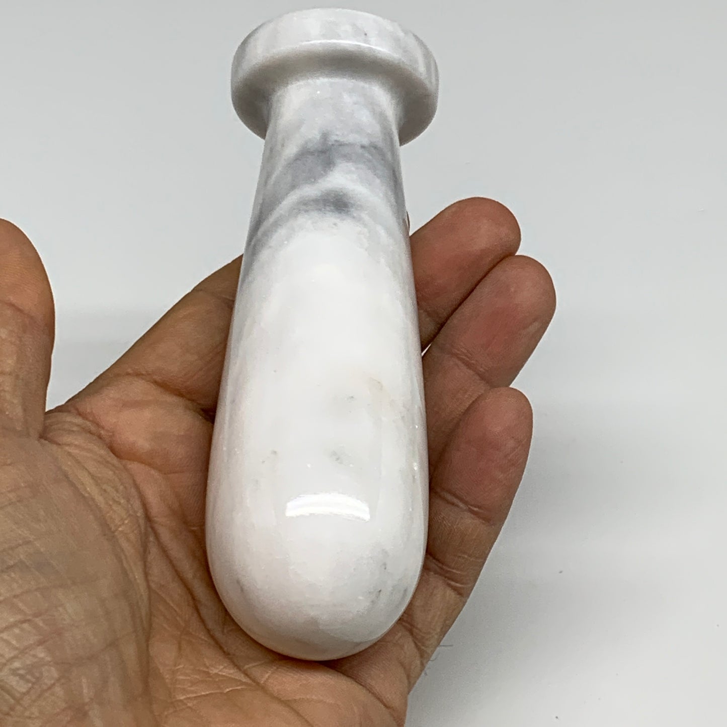 2.22 lbs, 3.9"x3.8", Natural Marble Crystal Pestle and Mortar Handmade, B32527