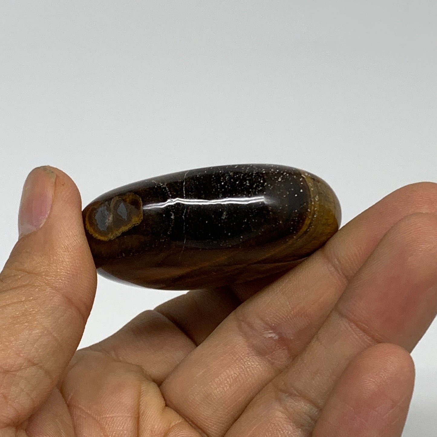 70g, 2"x2"x0.7", Tiger's Eye Heart Polished Healing Crystal @India, B33910