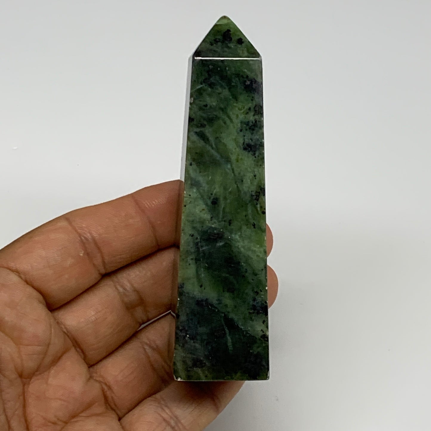 113.2g, 3.7"x1.1"x1", Serpentine Point Tower Obelisk Crystal @Pakistan, B29622