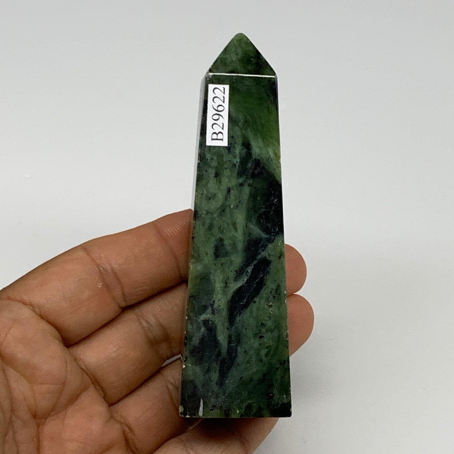 113.2g, 3.7"x1.1"x1", Serpentine Point Tower Obelisk Crystal @Pakistan, B29622