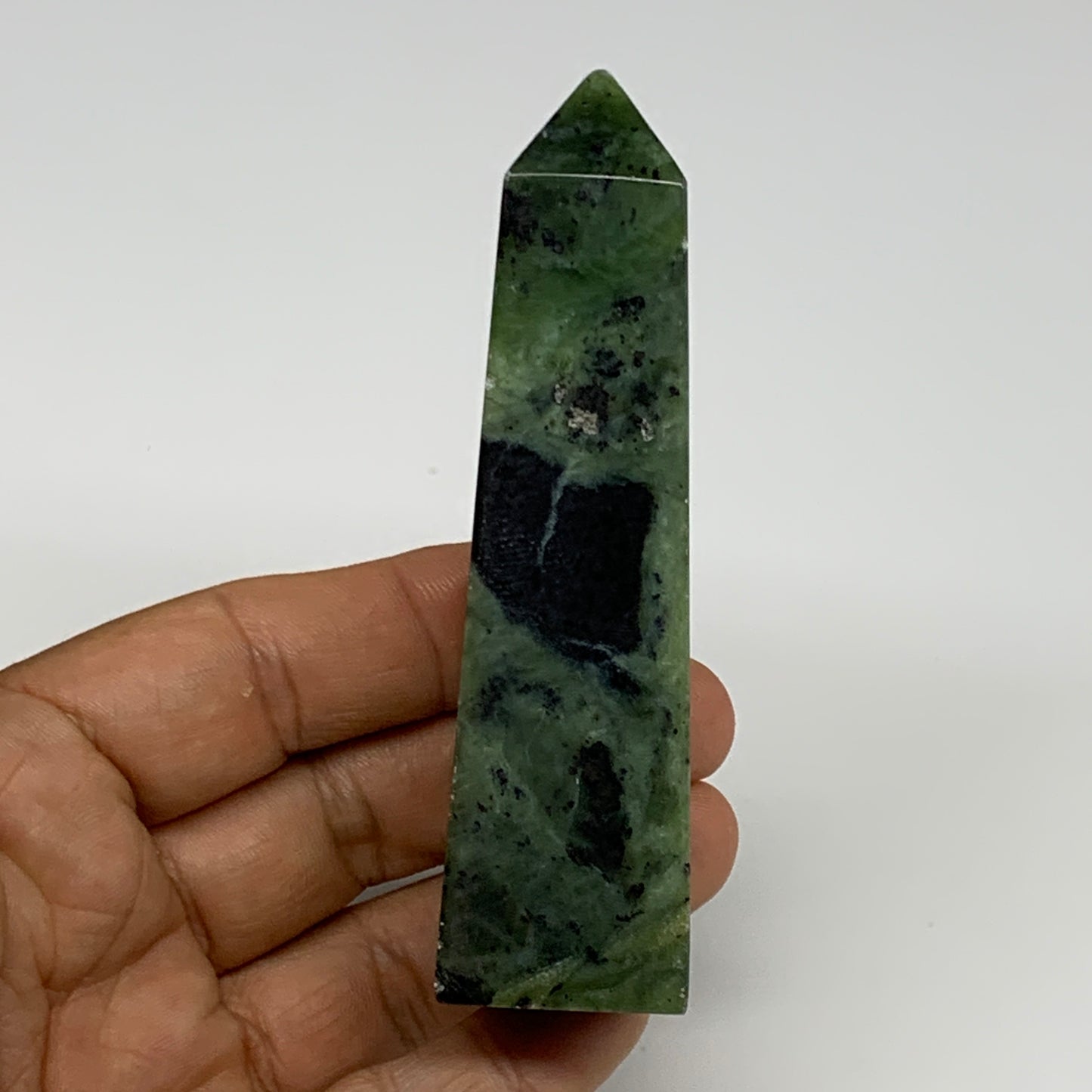 113.2g, 3.7"x1.1"x1", Serpentine Point Tower Obelisk Crystal @Pakistan, B29622