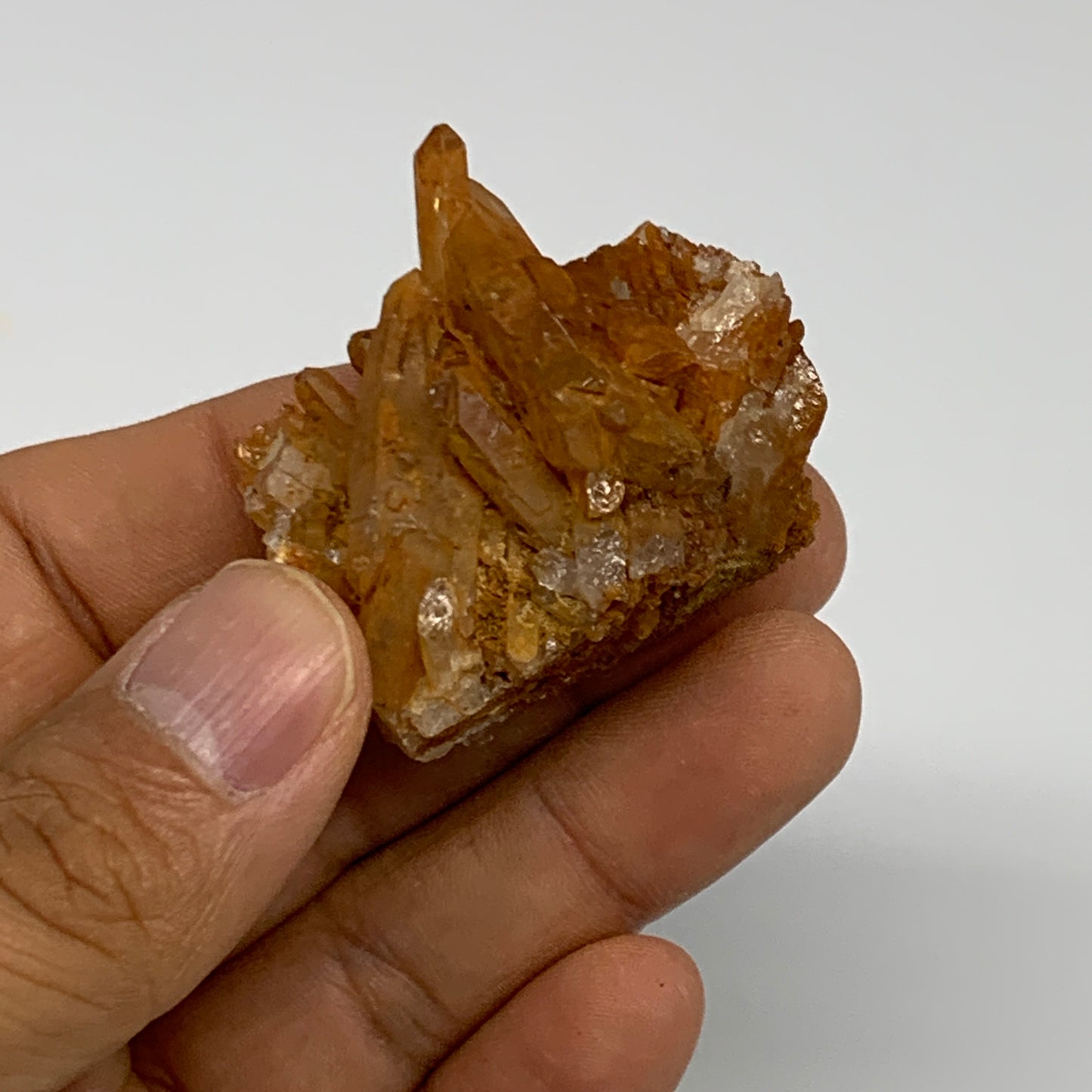 89.9g, 1.5"-2.2", 3pcs, Orange Quartz Cluster Crystal Terminated @Brazil, B28888