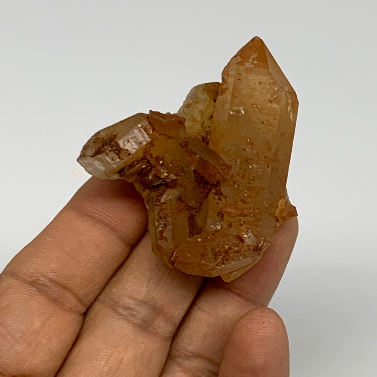 89.9g, 1.5"-2.2", 3pcs, Orange Quartz Cluster Crystal Terminated @Brazil, B28888
