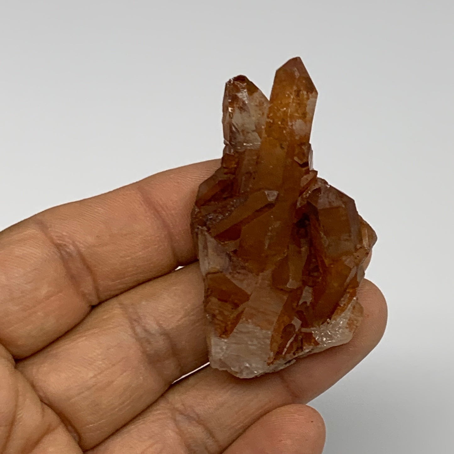 89.9g, 1.5"-2.2", 3pcs, Orange Quartz Cluster Crystal Terminated @Brazil, B28888