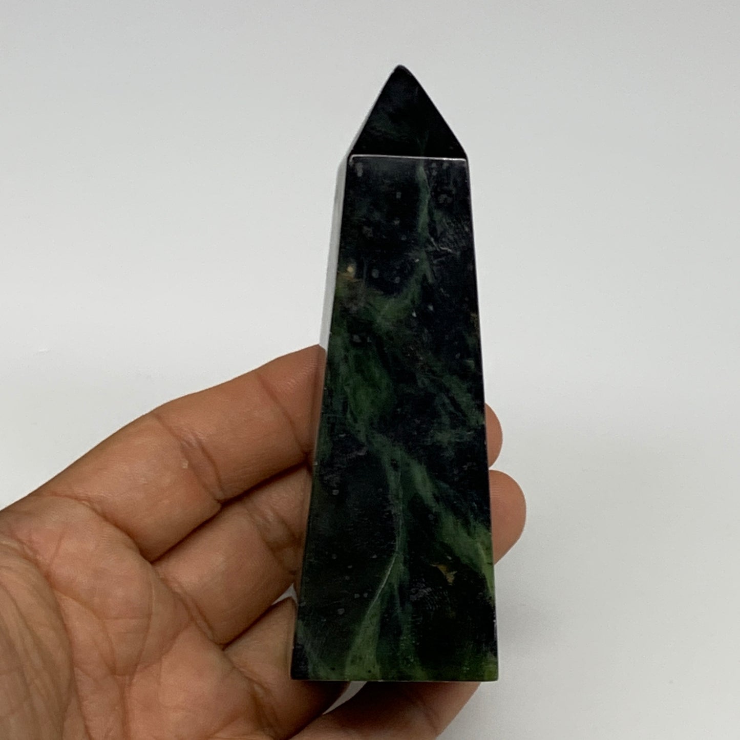 160.9g, 3.8"x1.3"x1.1", Serpentine Point Tower Obelisk Crystal @Pakistan, B29623