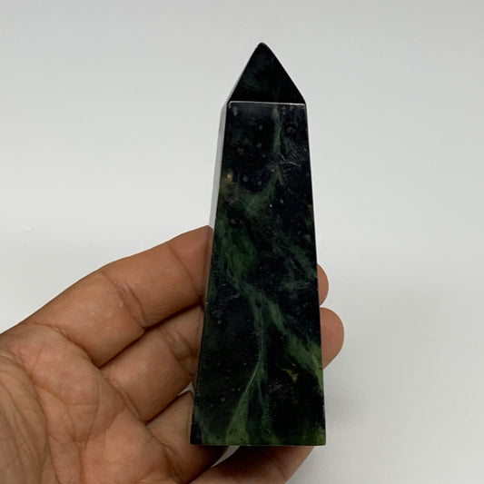 160.9g, 3.8"x1.3"x1.1", Serpentine Point Tower Obelisk Crystal @Pakistan, B29623