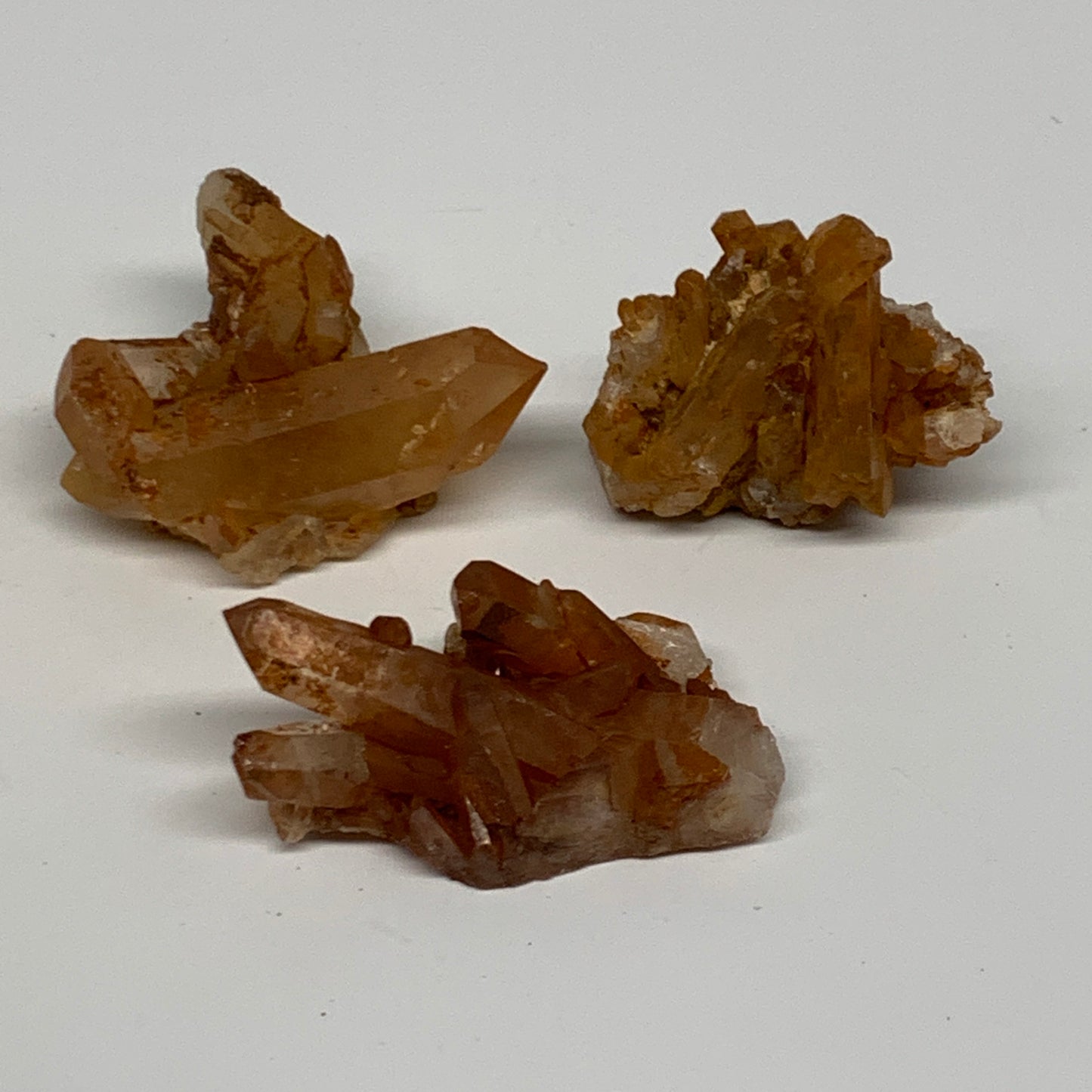 89.9g, 1.5"-2.2", 3pcs, Orange Quartz Cluster Crystal Terminated @Brazil, B28888