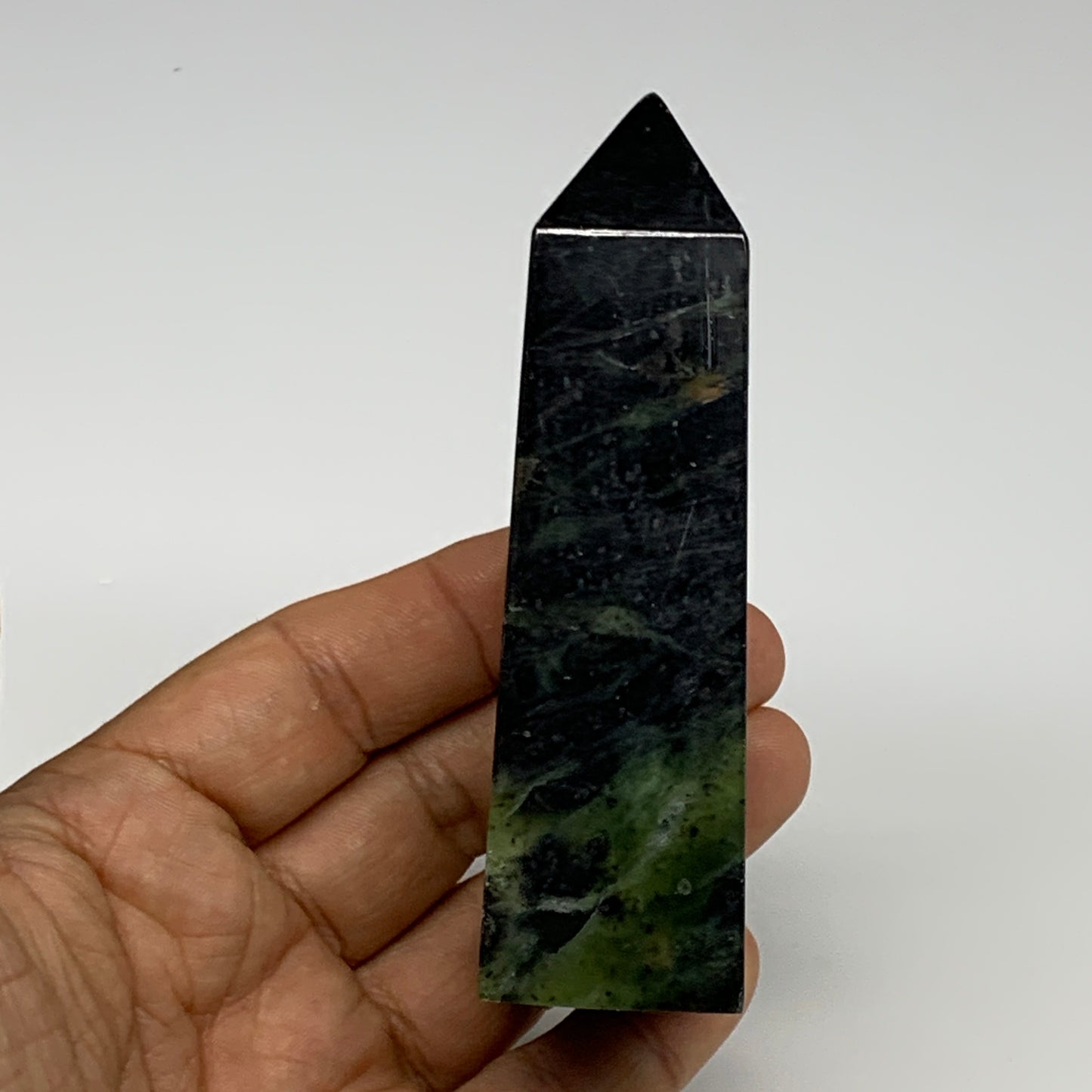 160.9g, 3.8"x1.3"x1.1", Serpentine Point Tower Obelisk Crystal @Pakistan, B29623