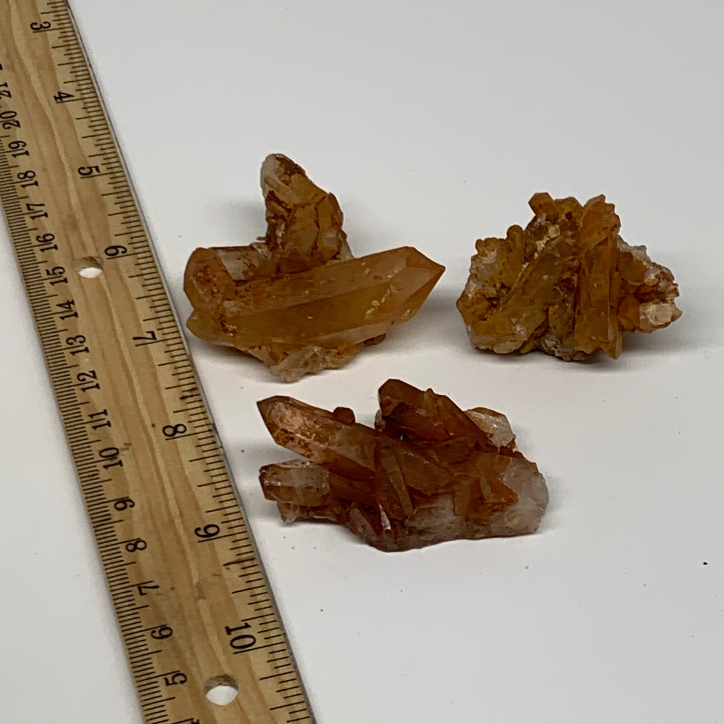 89.9g, 1.5"-2.2", 3pcs, Orange Quartz Cluster Crystal Terminated @Brazil, B28888