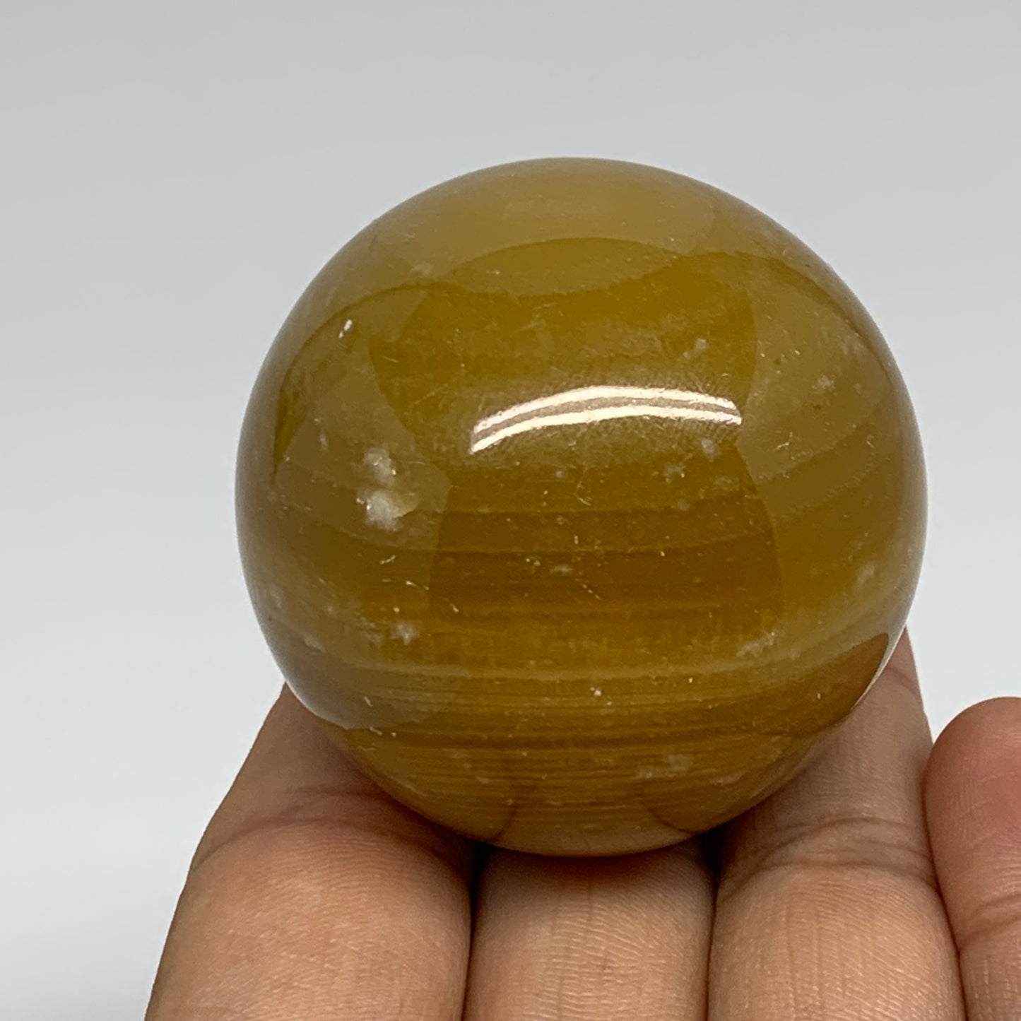 154.7g, 1.9"(48mm), Honey Calcite Sphere Polished Gemstone, B35314