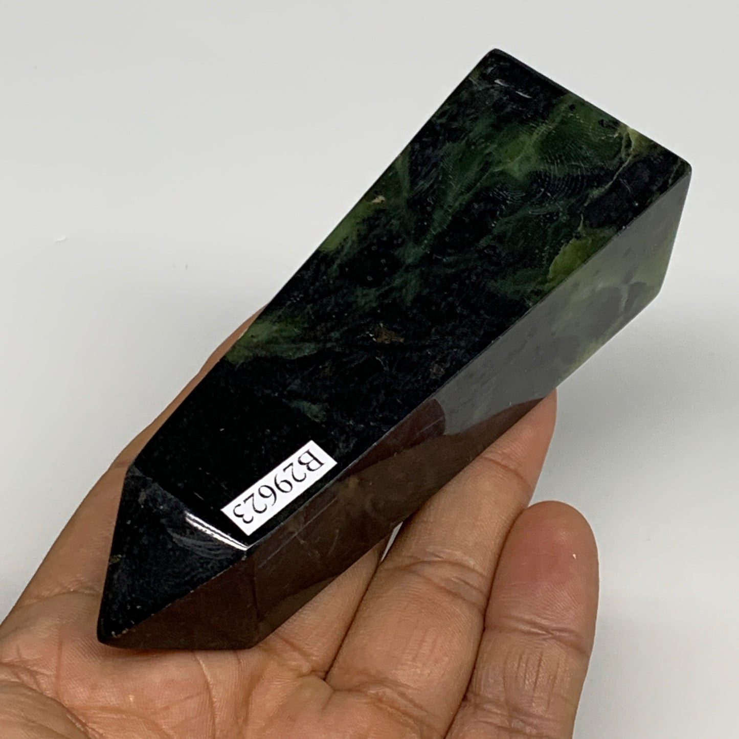 160.9g, 3.8"x1.3"x1.1", Serpentine Point Tower Obelisk Crystal @Pakistan, B29623