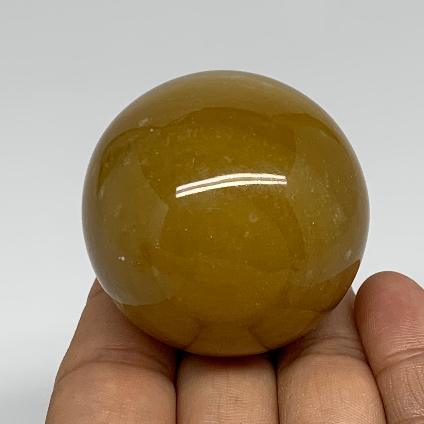 154.7g, 1.9"(48mm), Honey Calcite Sphere Polished Gemstone, B35314