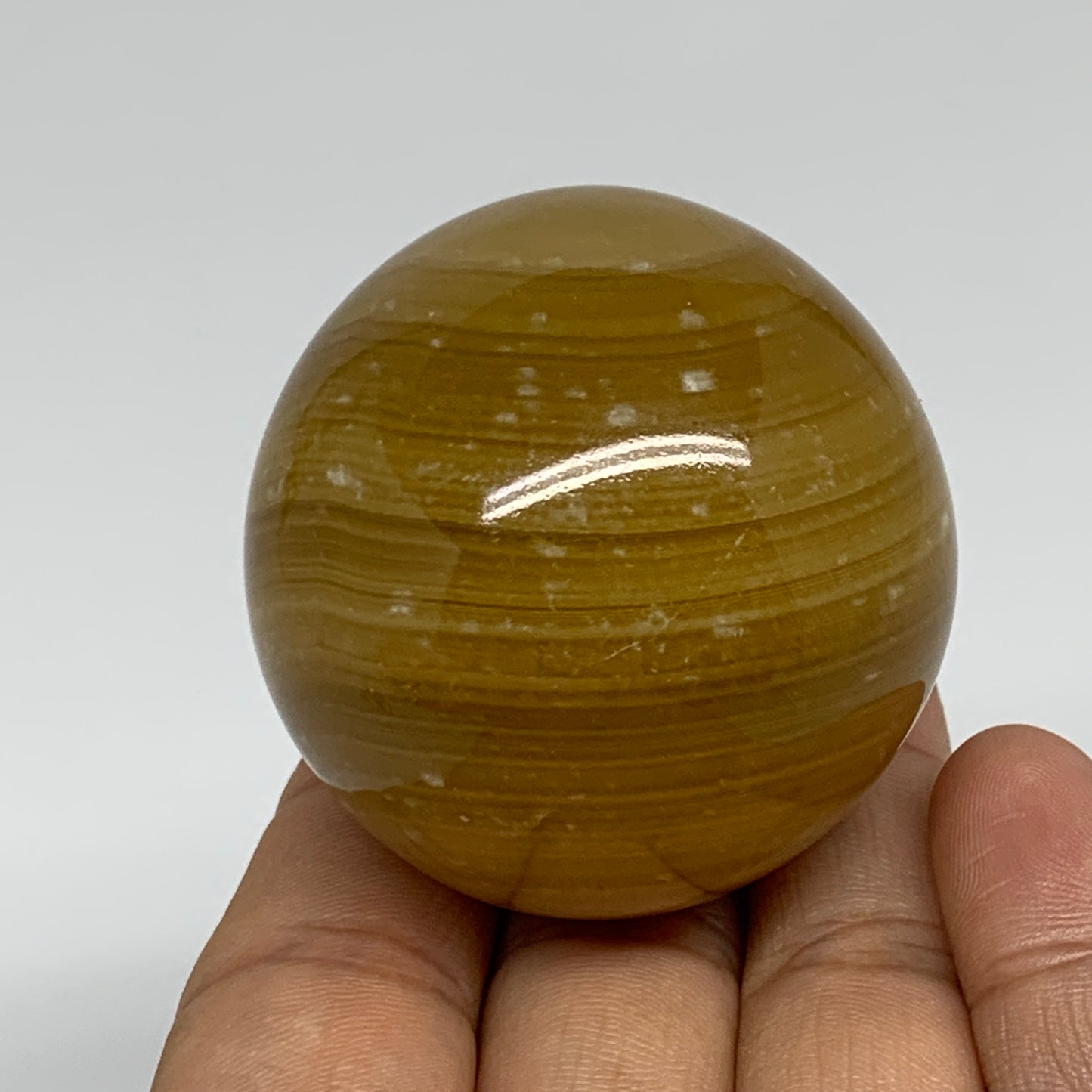 154.7g, 1.9"(48mm), Honey Calcite Sphere Polished Gemstone, B35314